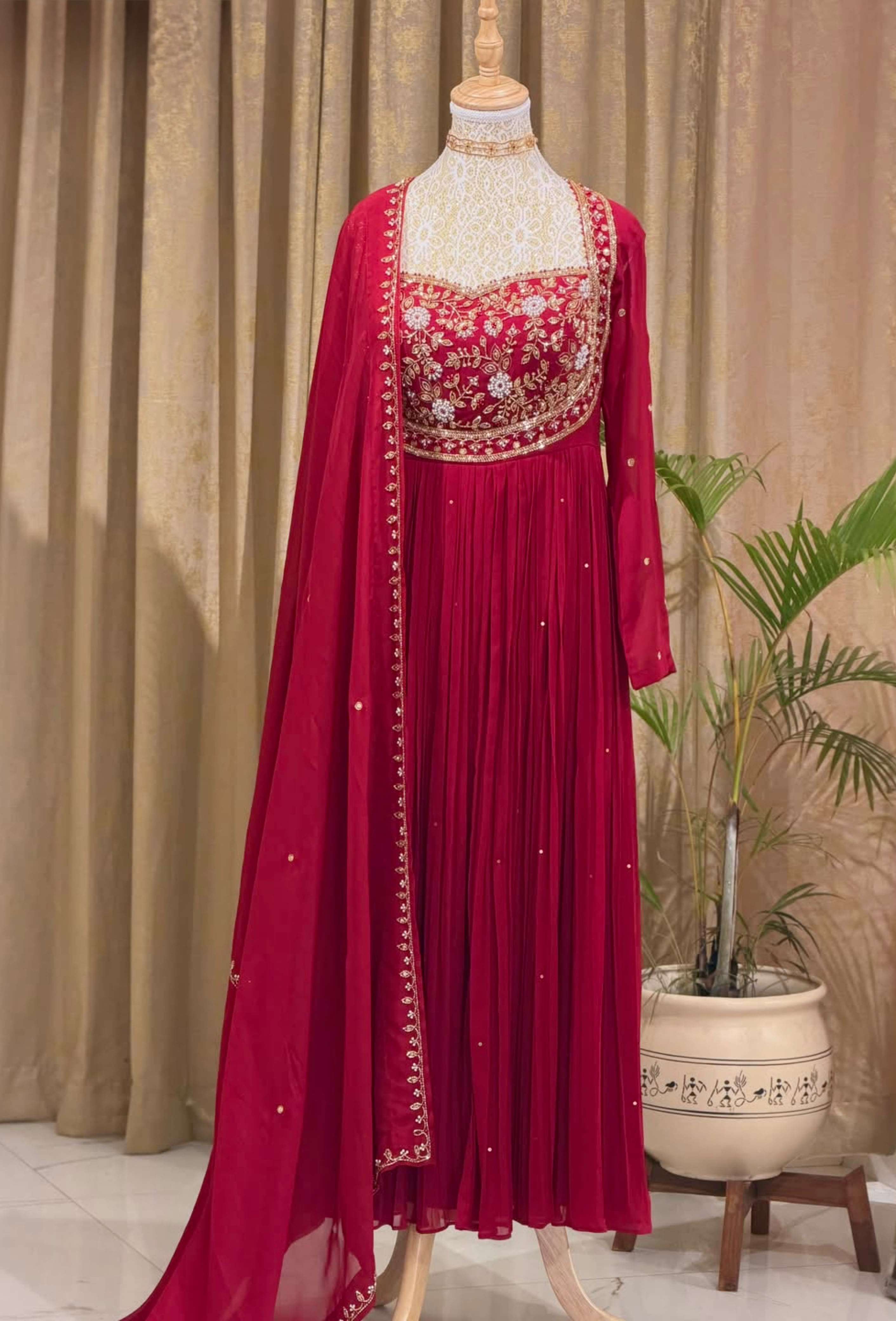AD 251 GEORGETTE HEAVY DESIGNER WORK PARTY WEAR GOWN DRESS 