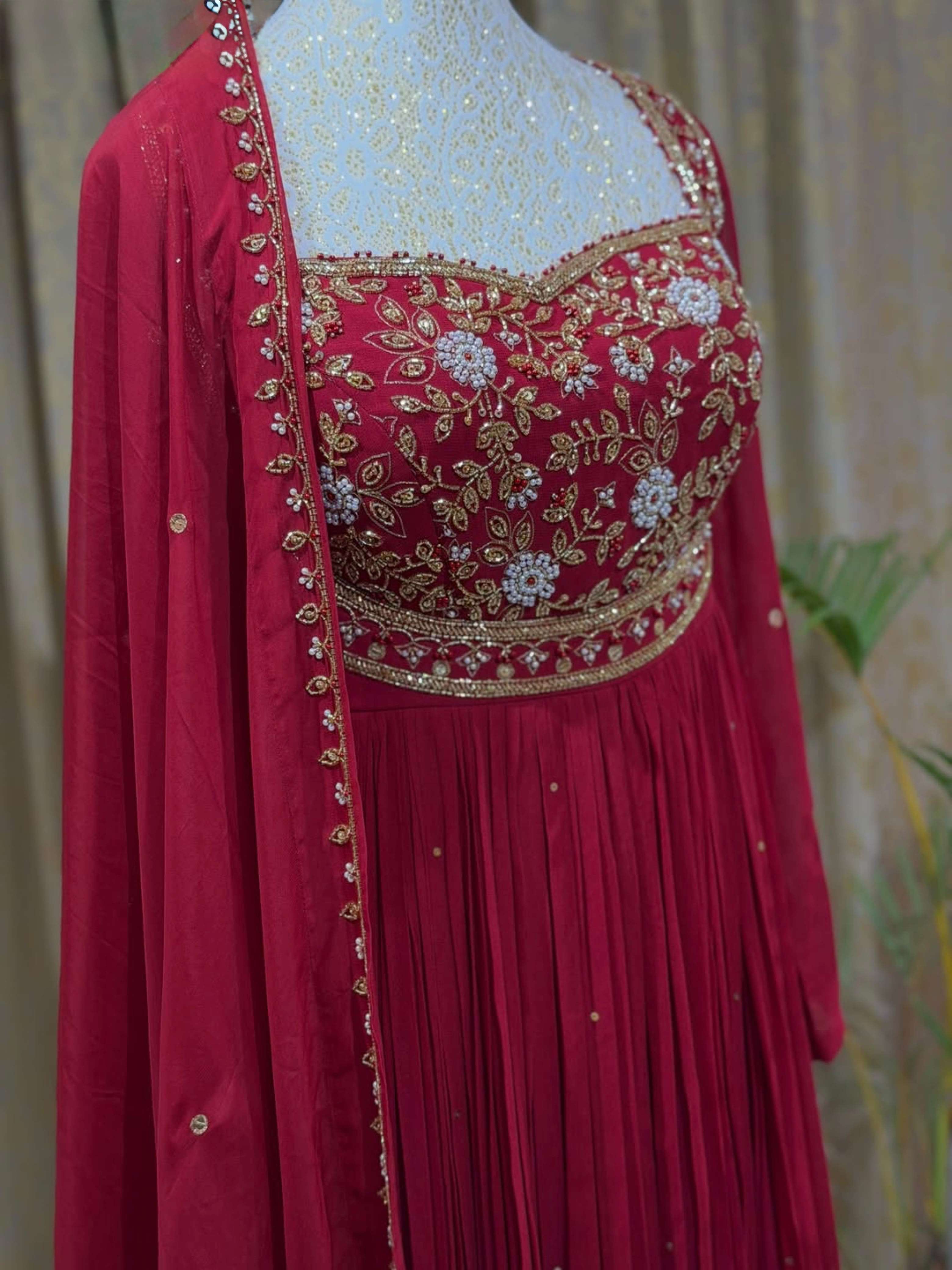 AD 251 GEORGETTE HEAVY DESIGNER WORK PARTY WEAR GOWN DRESS 