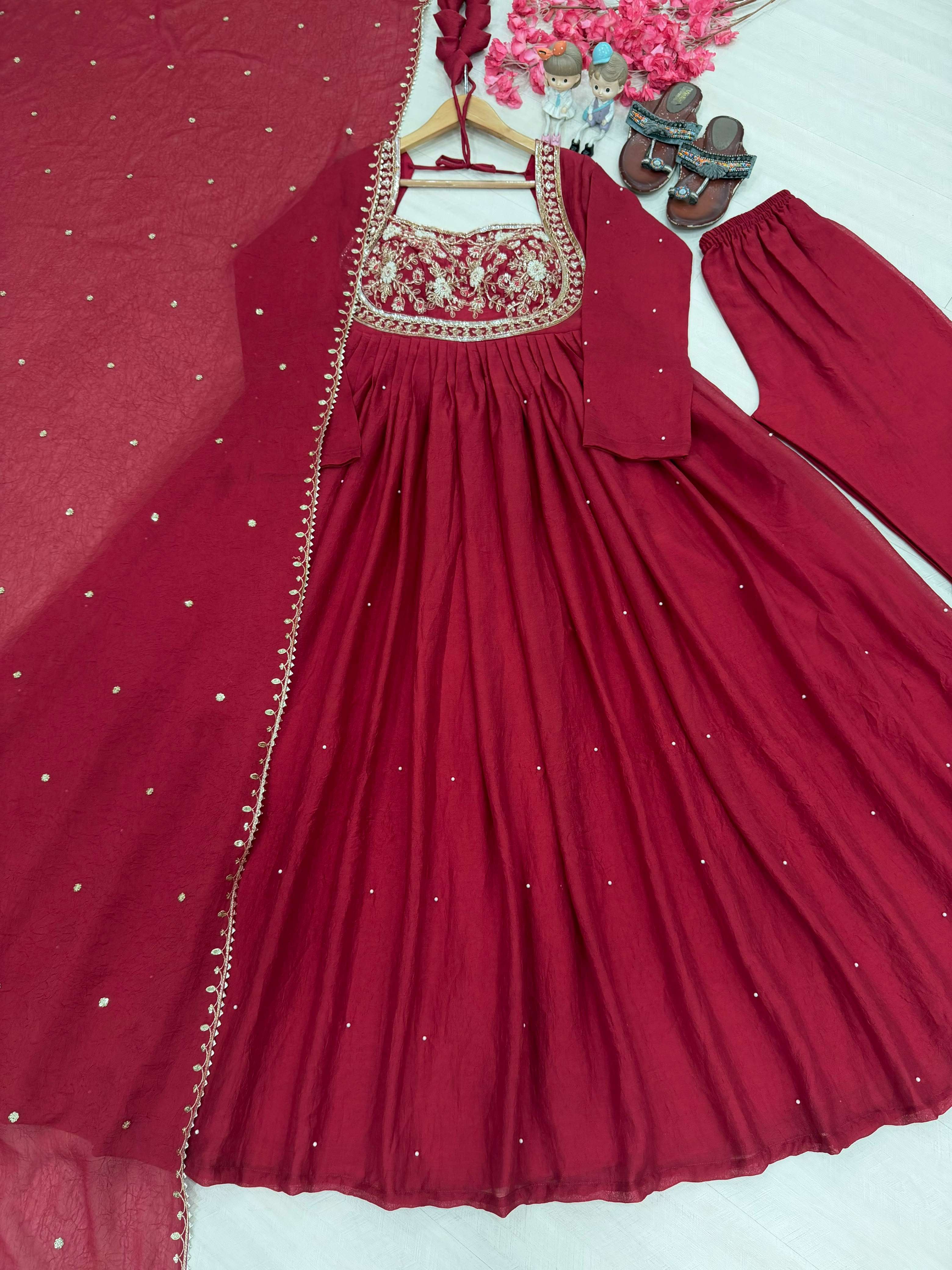 AD 251 GEORGETTE HEAVY DESIGNER WORK PARTY WEAR GOWN DRESS 