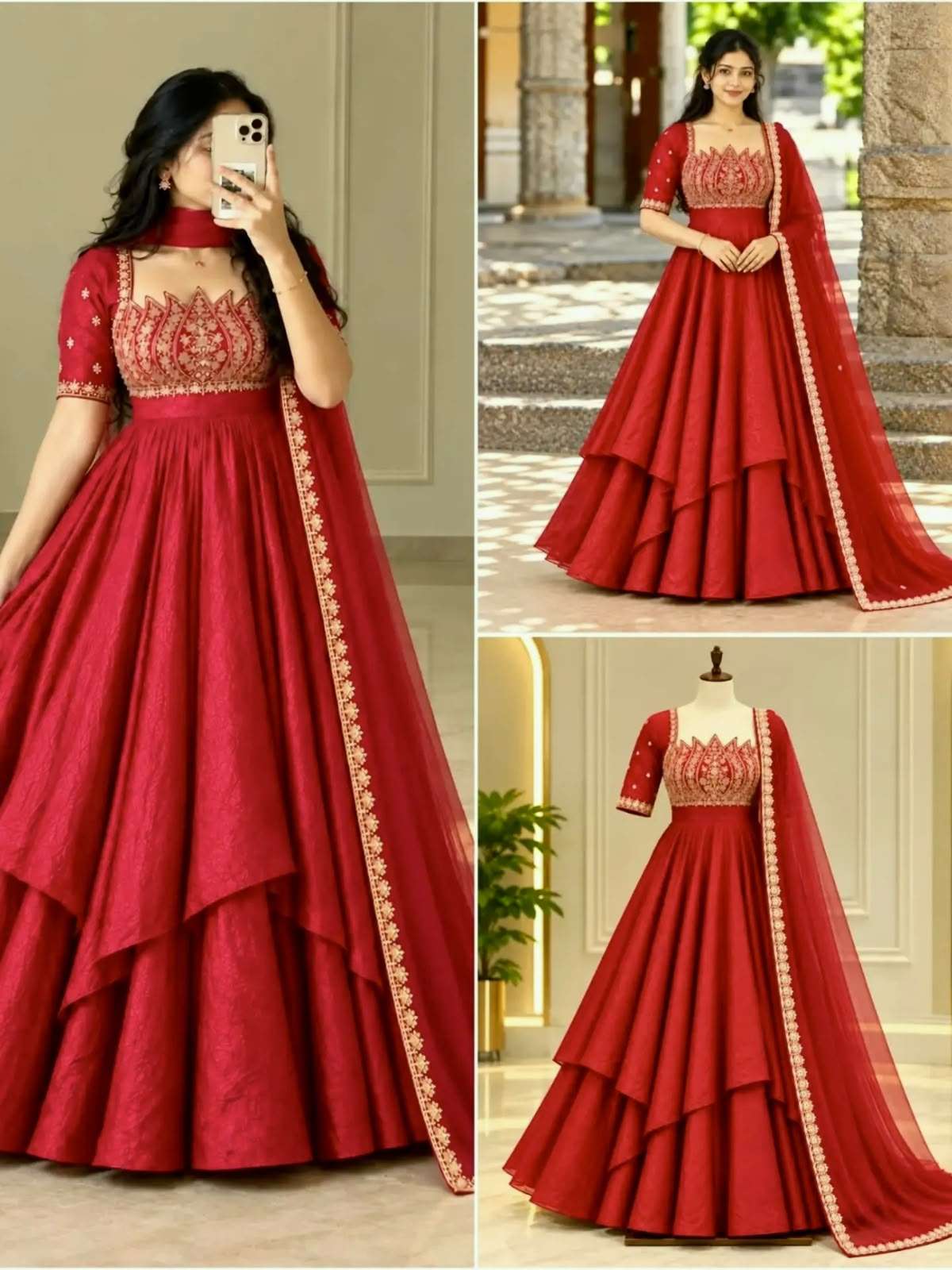 AD 253 SILK DESIGNER WORKED PARTY WEAR LADIES GOWN SUIT