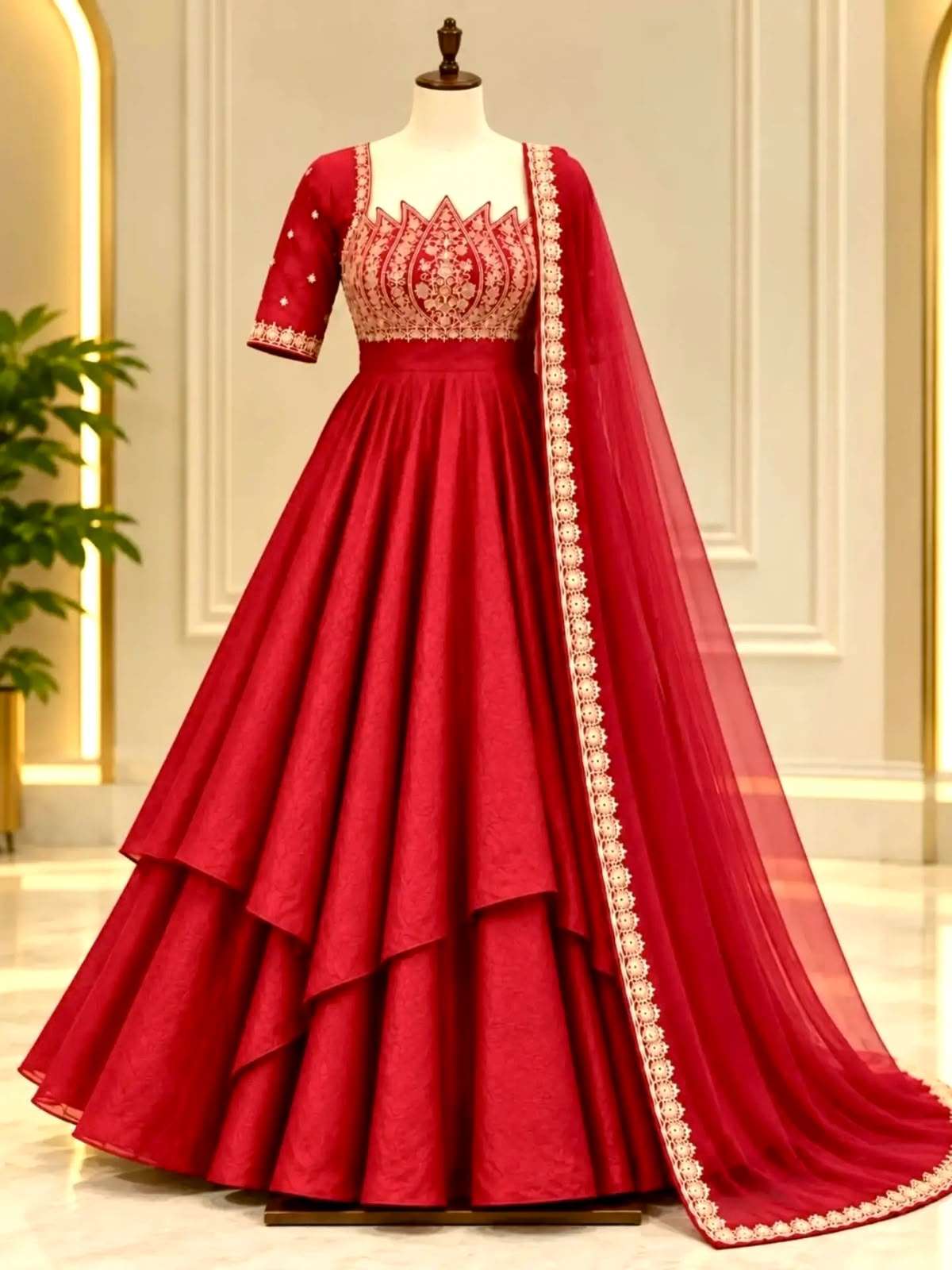 AD 253 SILK DESIGNER WORKED PARTY WEAR LADIES GOWN SUIT