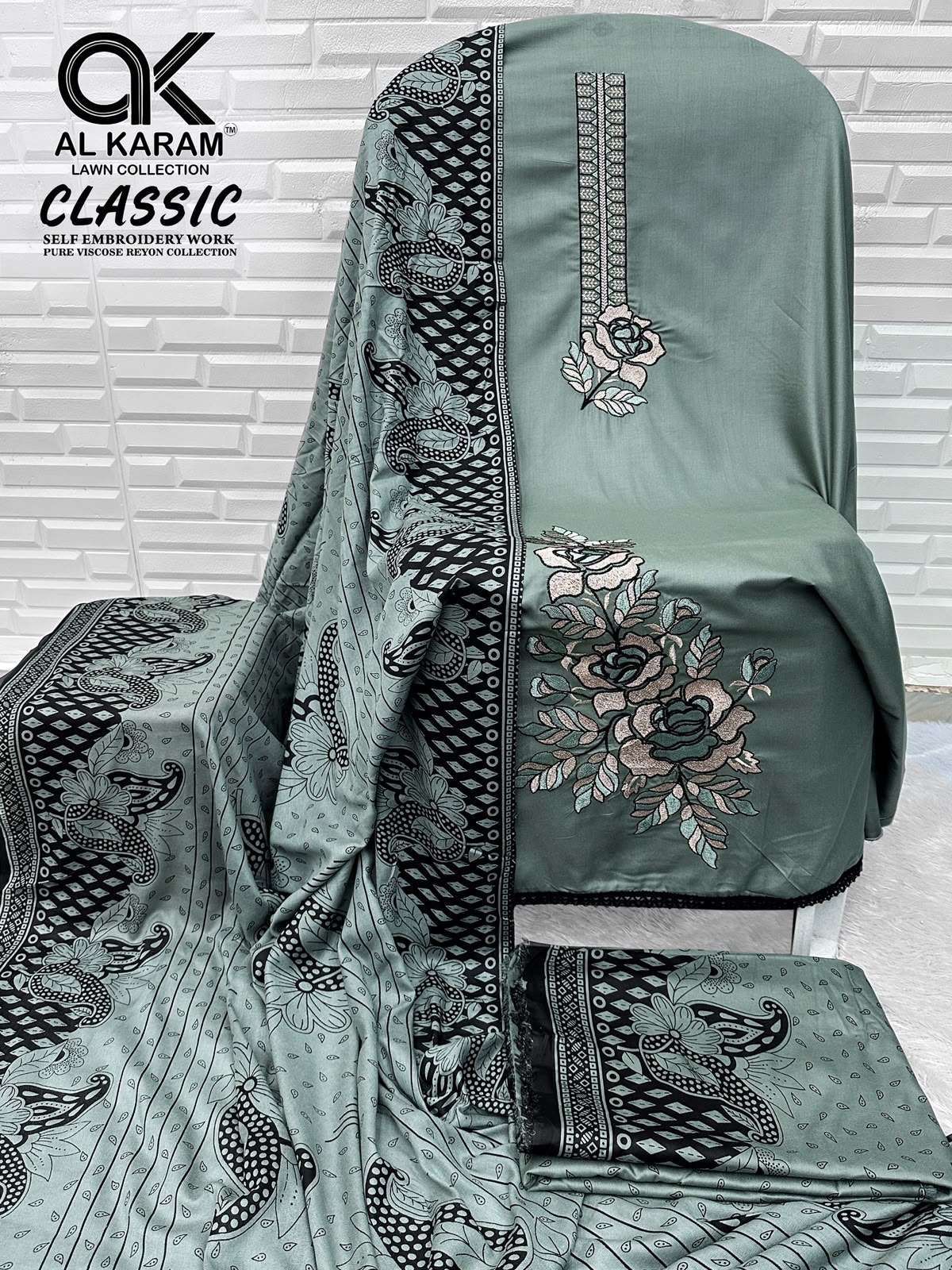 AL KARAM CLASSIC RAYON FANCY WORKS LADIES SALWAR SUIT 