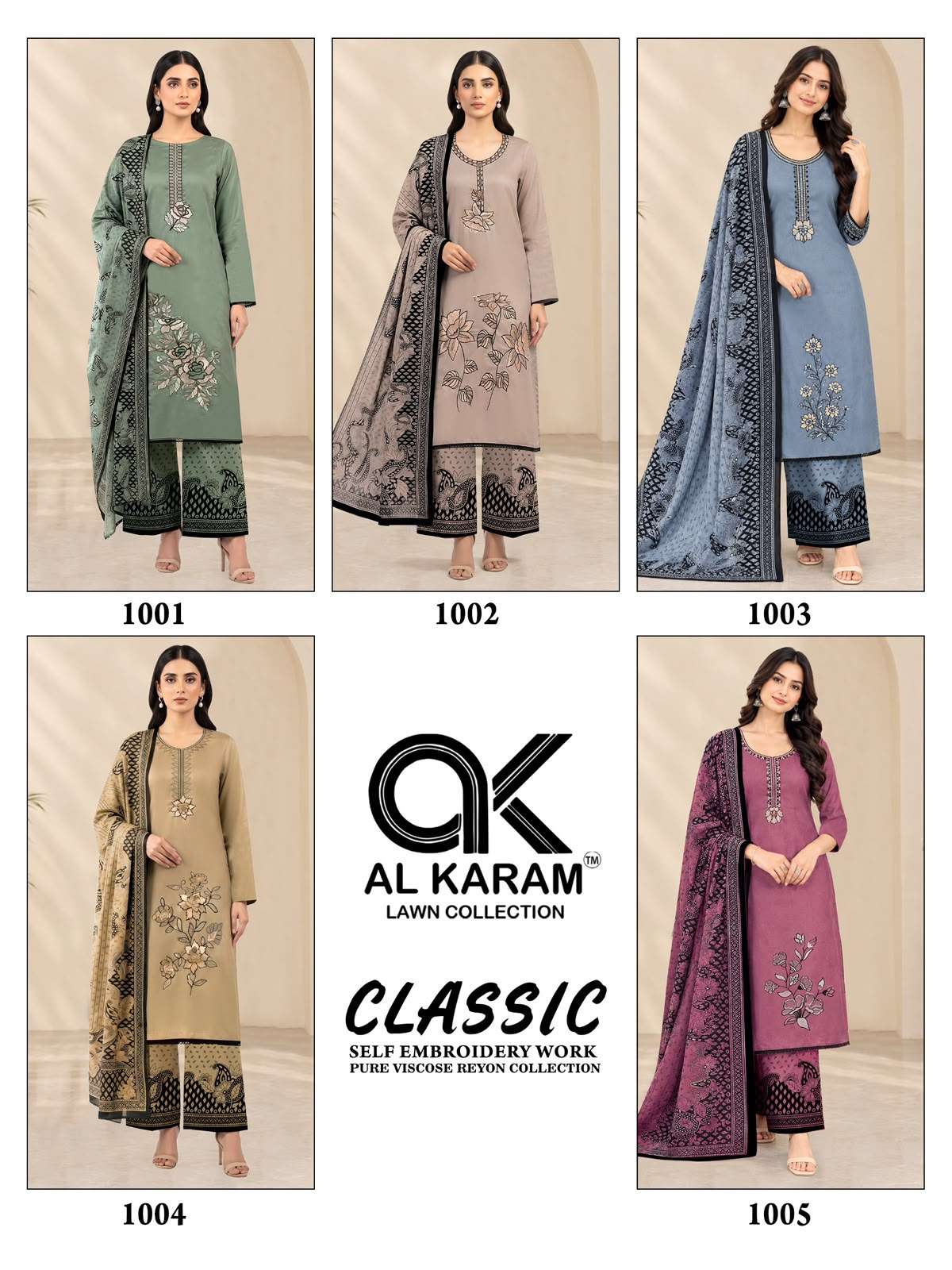 AL KARAM CLASSIC RAYON FANCY WORKS LADIES SALWAR SUIT 