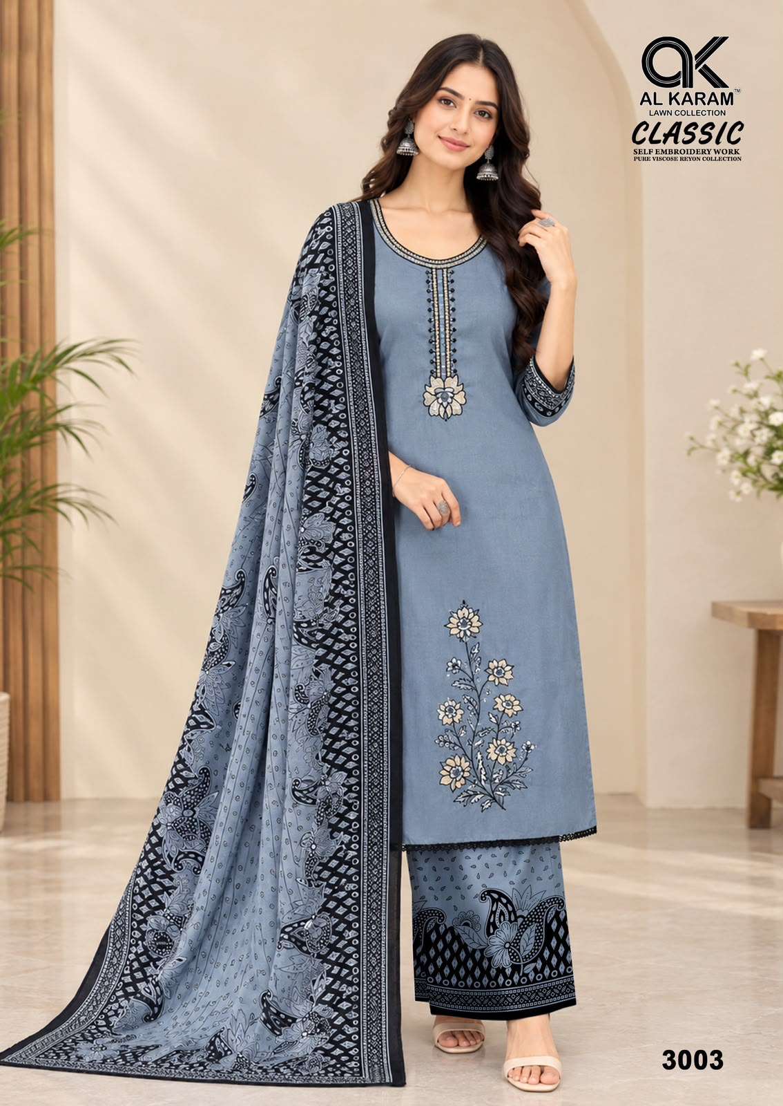 AL KARAM CLASSIC RAYON FANCY WORKS LADIES SALWAR SUIT 