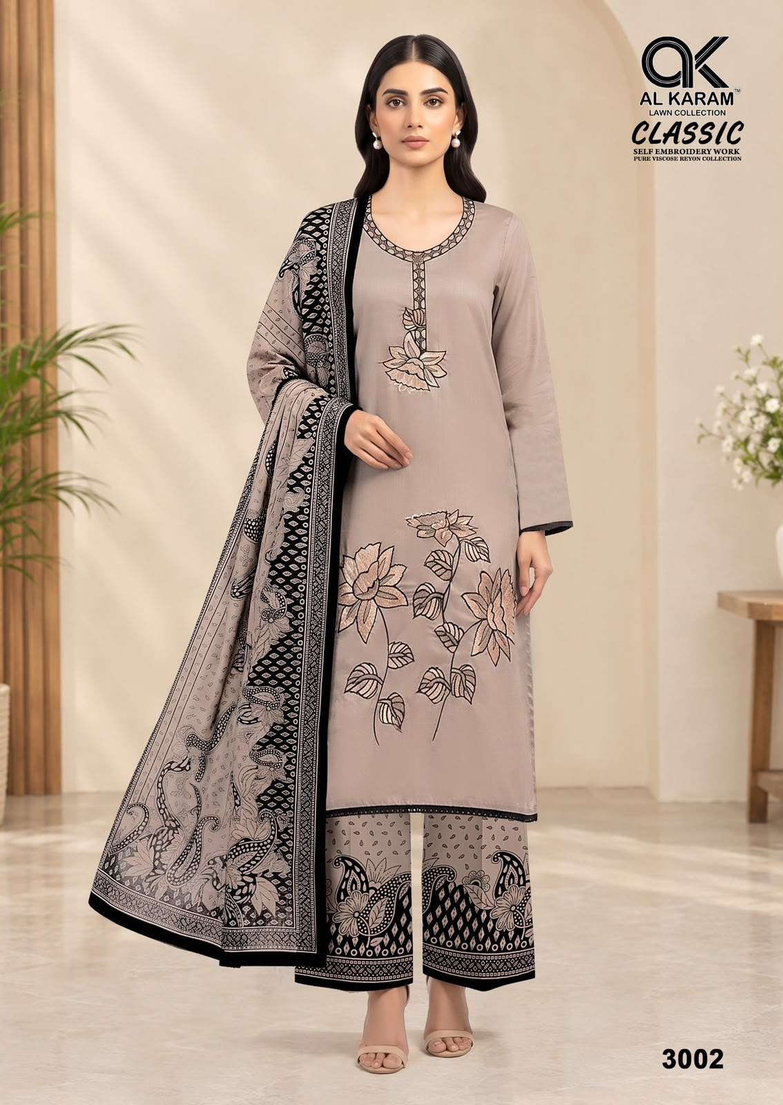 AL KARAM CLASSIC RAYON FANCY WORKS LADIES SALWAR SUIT 