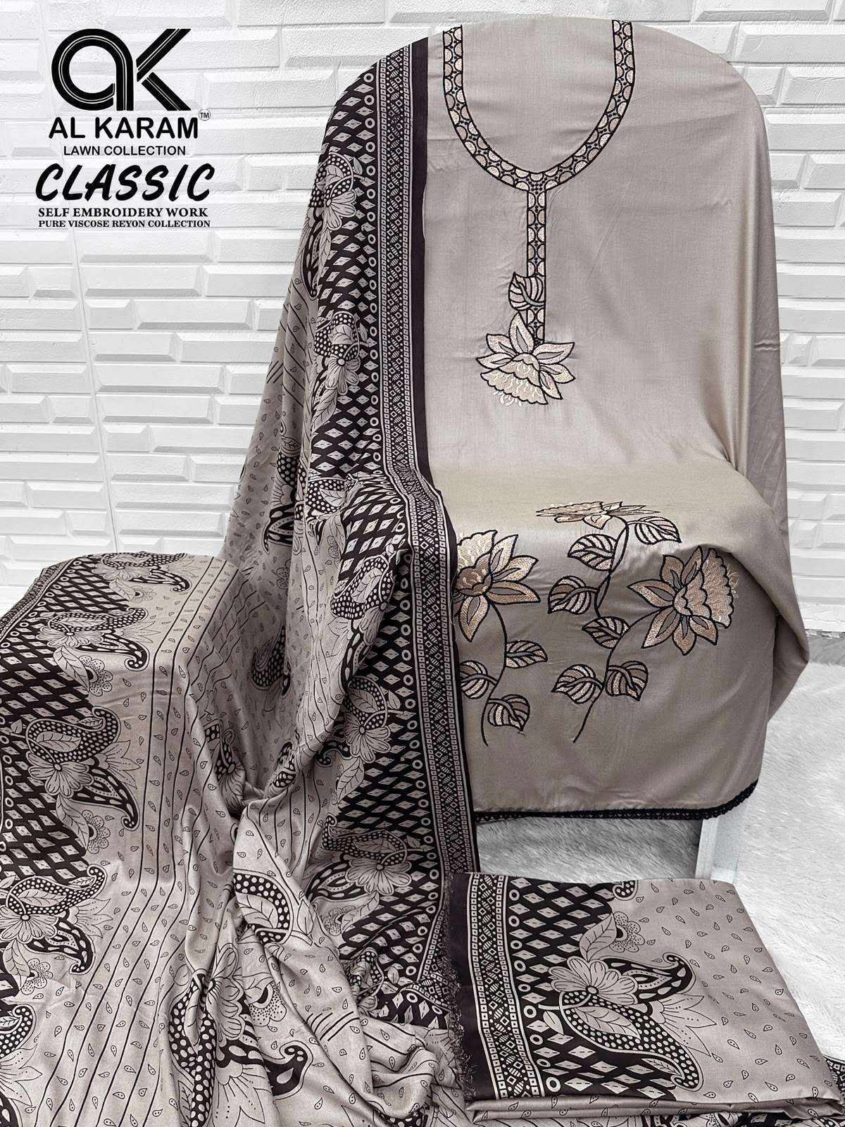 AL KARAM CLASSIC RAYON FANCY WORKS LADIES SALWAR SUIT 
