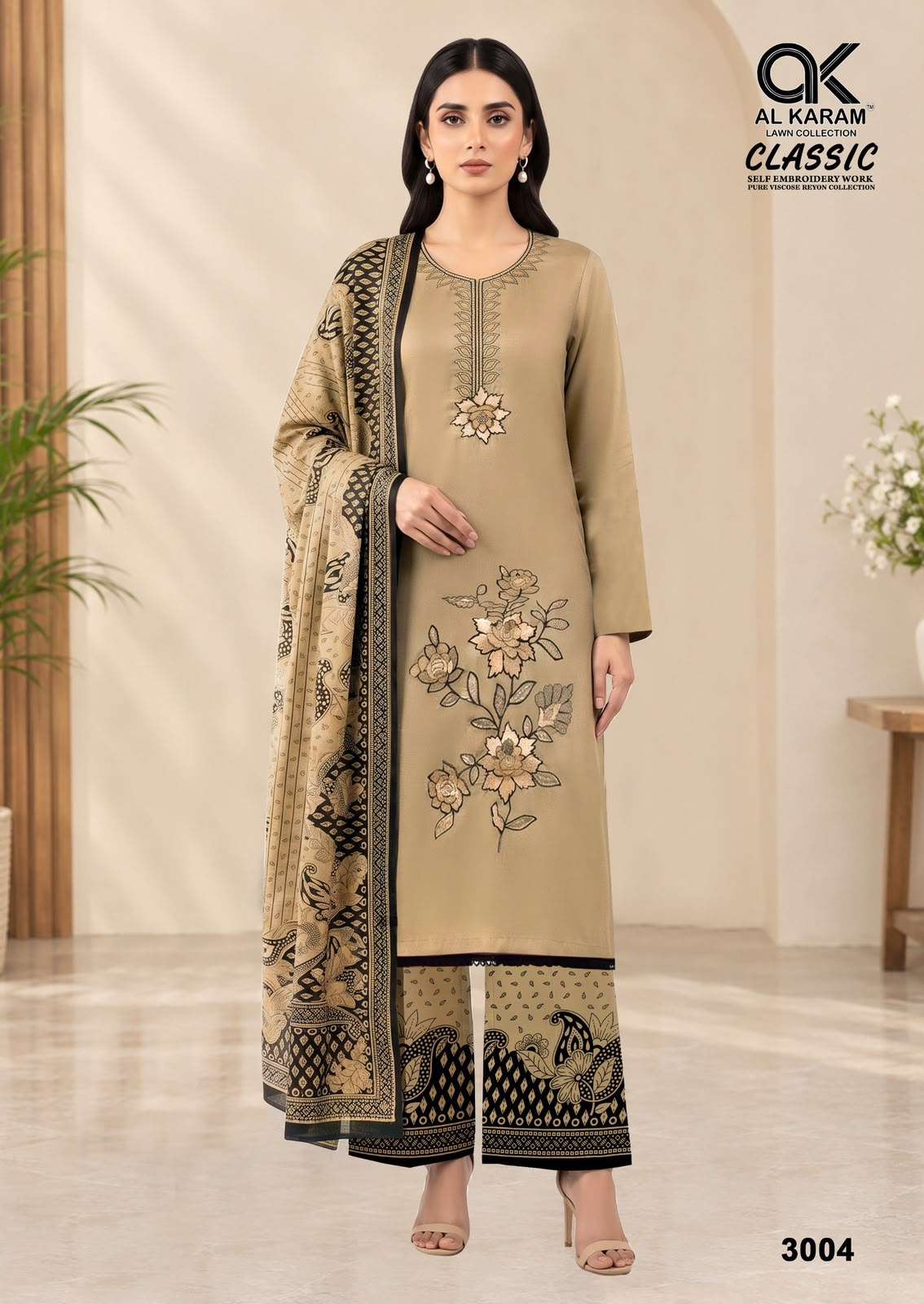 AL KARAM CLASSIC RAYON FANCY WORKS LADIES SALWAR SUIT 