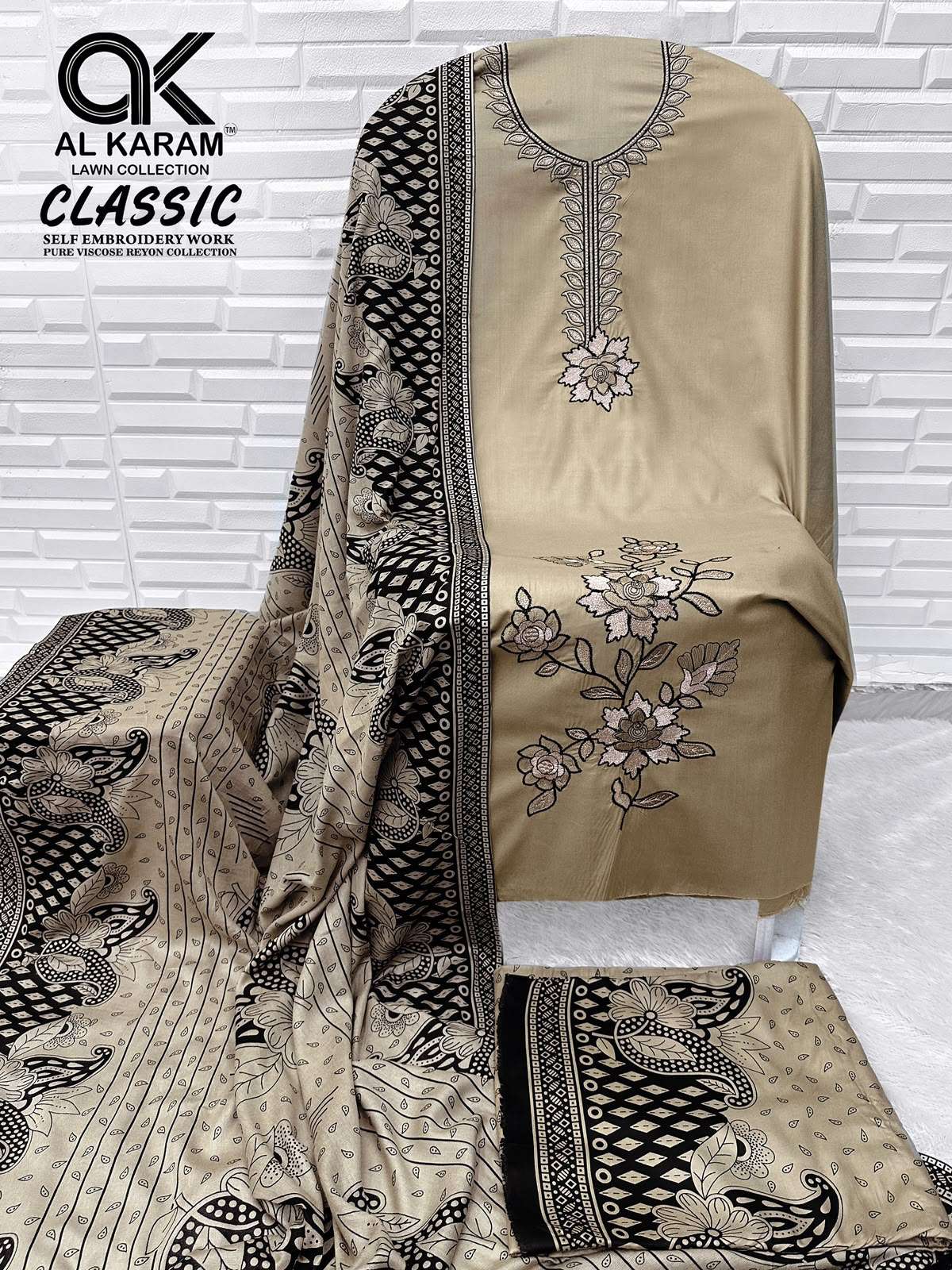 AL KARAM CLASSIC RAYON FANCY WORKS LADIES SALWAR SUIT 