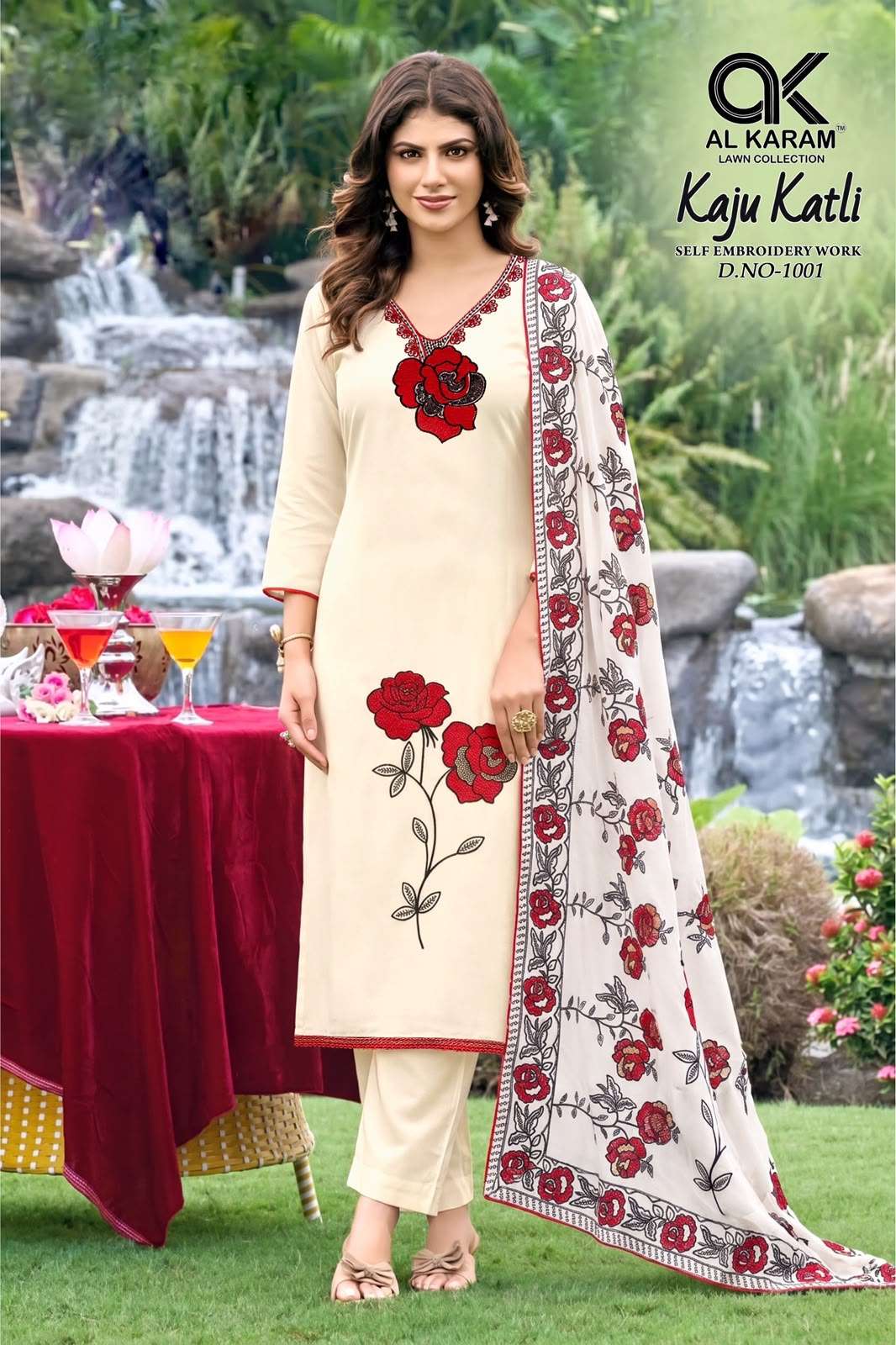 AL KARAM KAJU KATLI RAYON FANCY WORKS LADIES SUIT