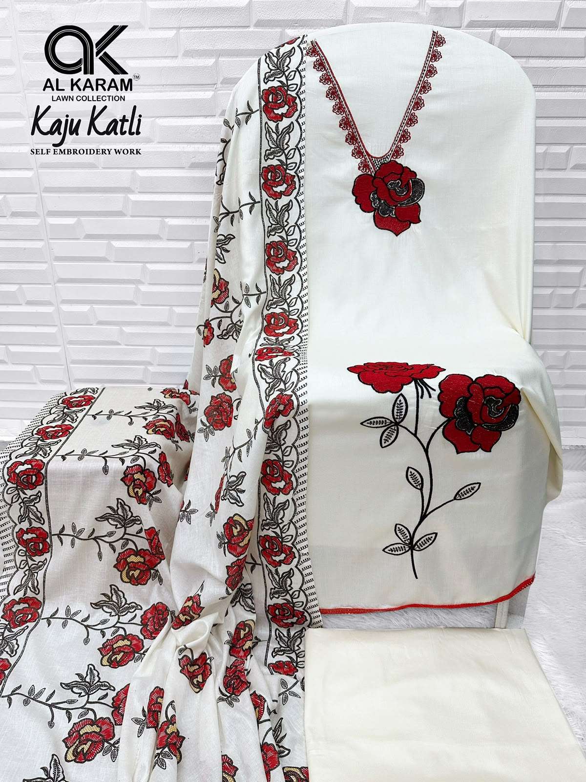 AL KARAM KAJU KATLI RAYON FANCY WORKS LADIES SUIT