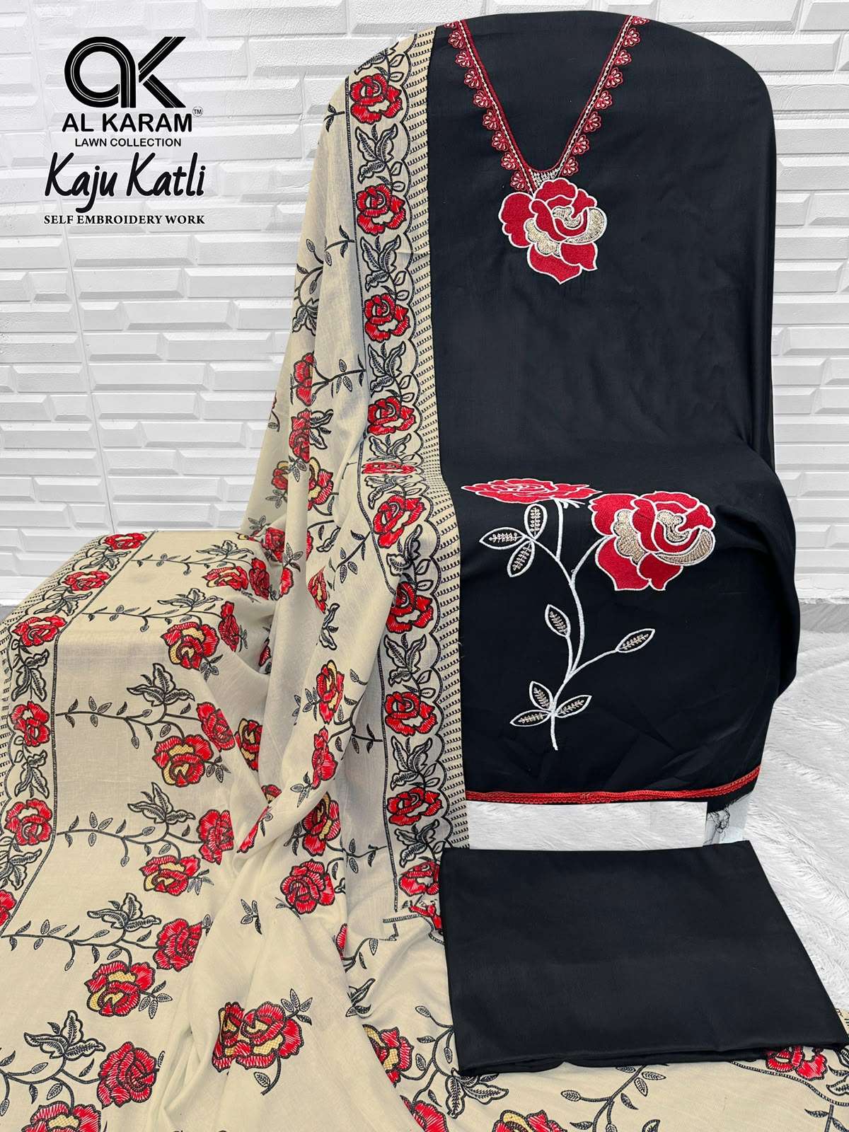 AL KARAM KAJU KATLI RAYON FANCY WORKS LADIES SUIT