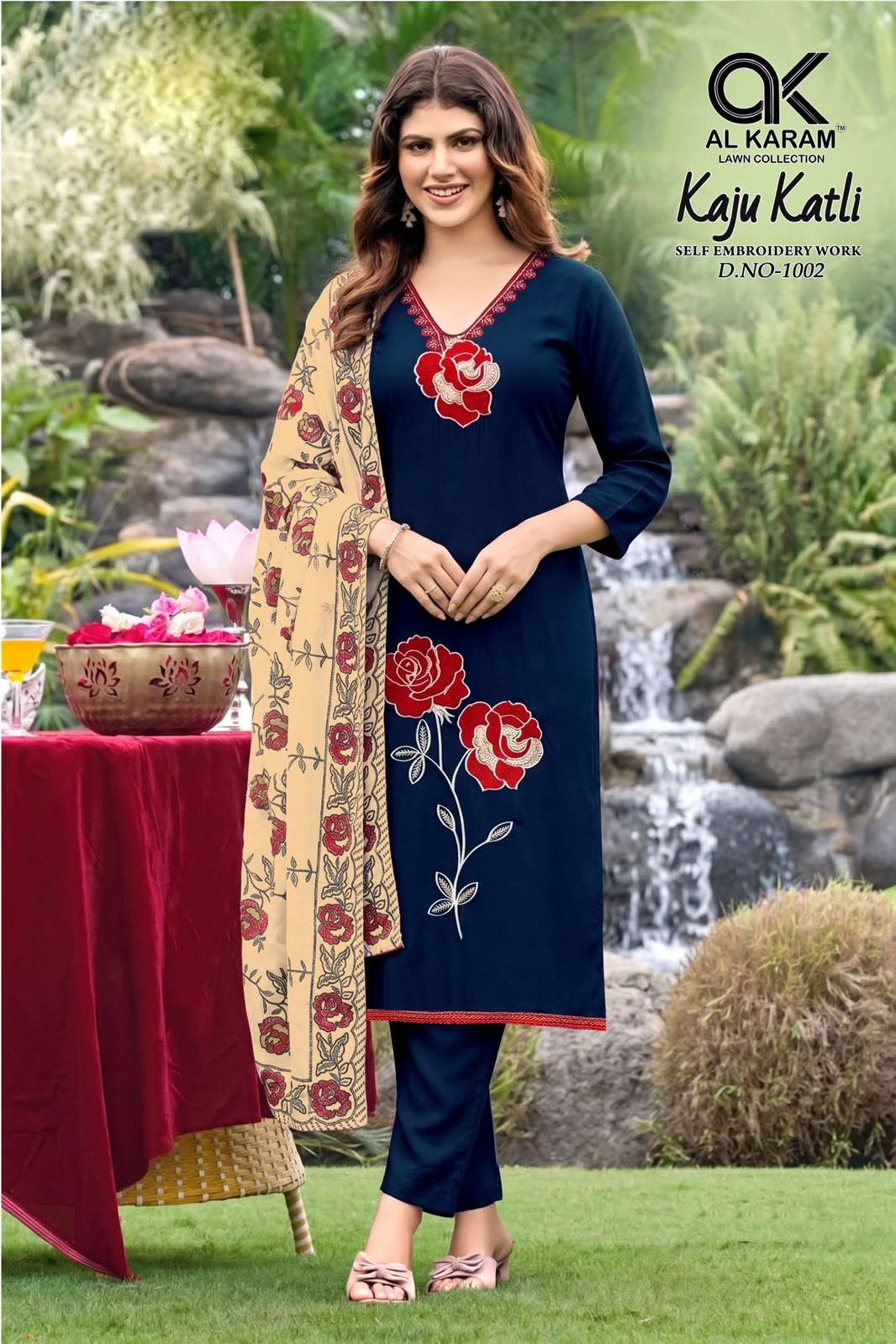 AL KARAM KAJU KATLI RAYON FANCY WORKS LADIES SUIT