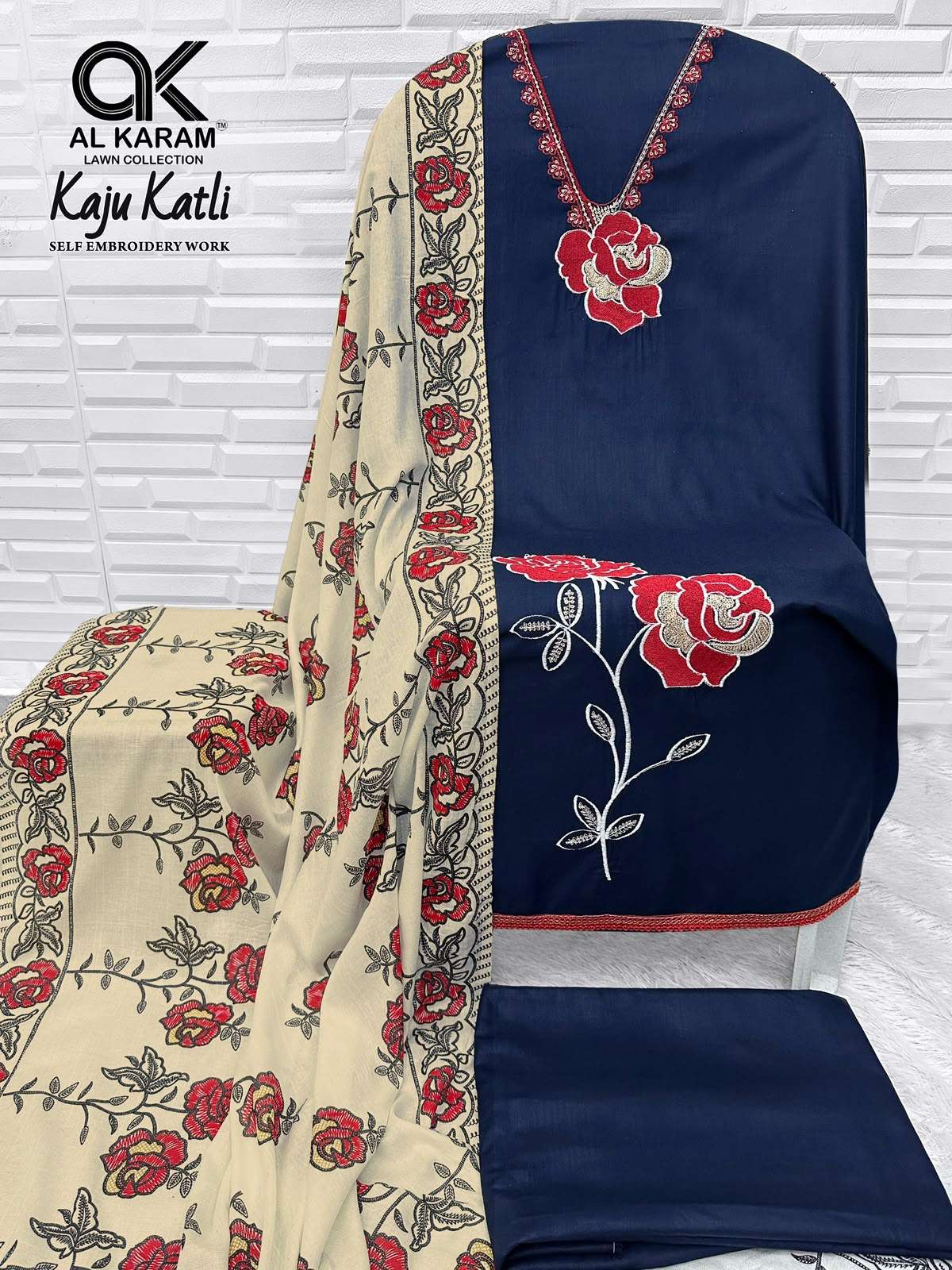 AL KARAM KAJU KATLI RAYON FANCY WORKS LADIES SUIT