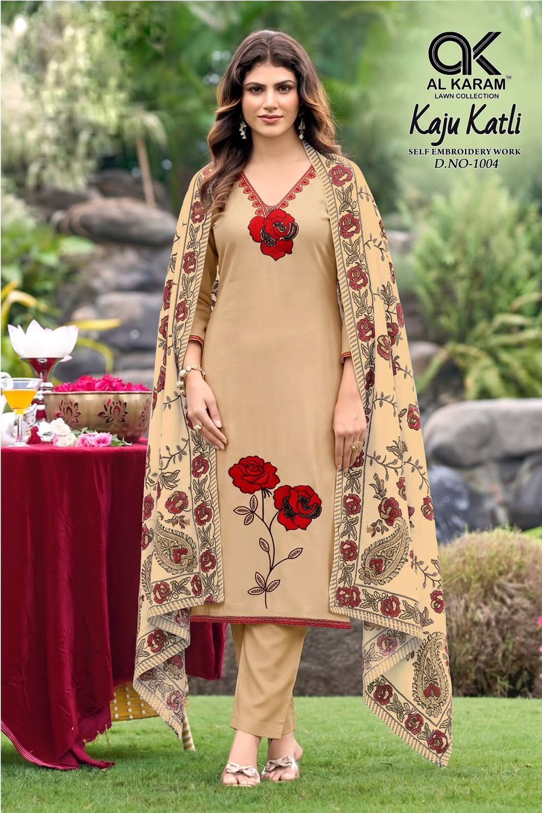 AL KARAM KAJU KATLI RAYON FANCY WORKS LADIES SUIT
