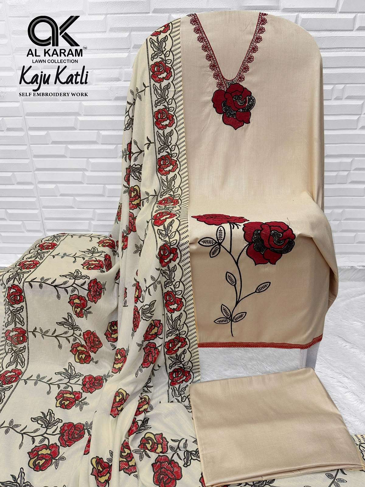 AL KARAM KAJU KATLI RAYON FANCY WORKS LADIES SUIT