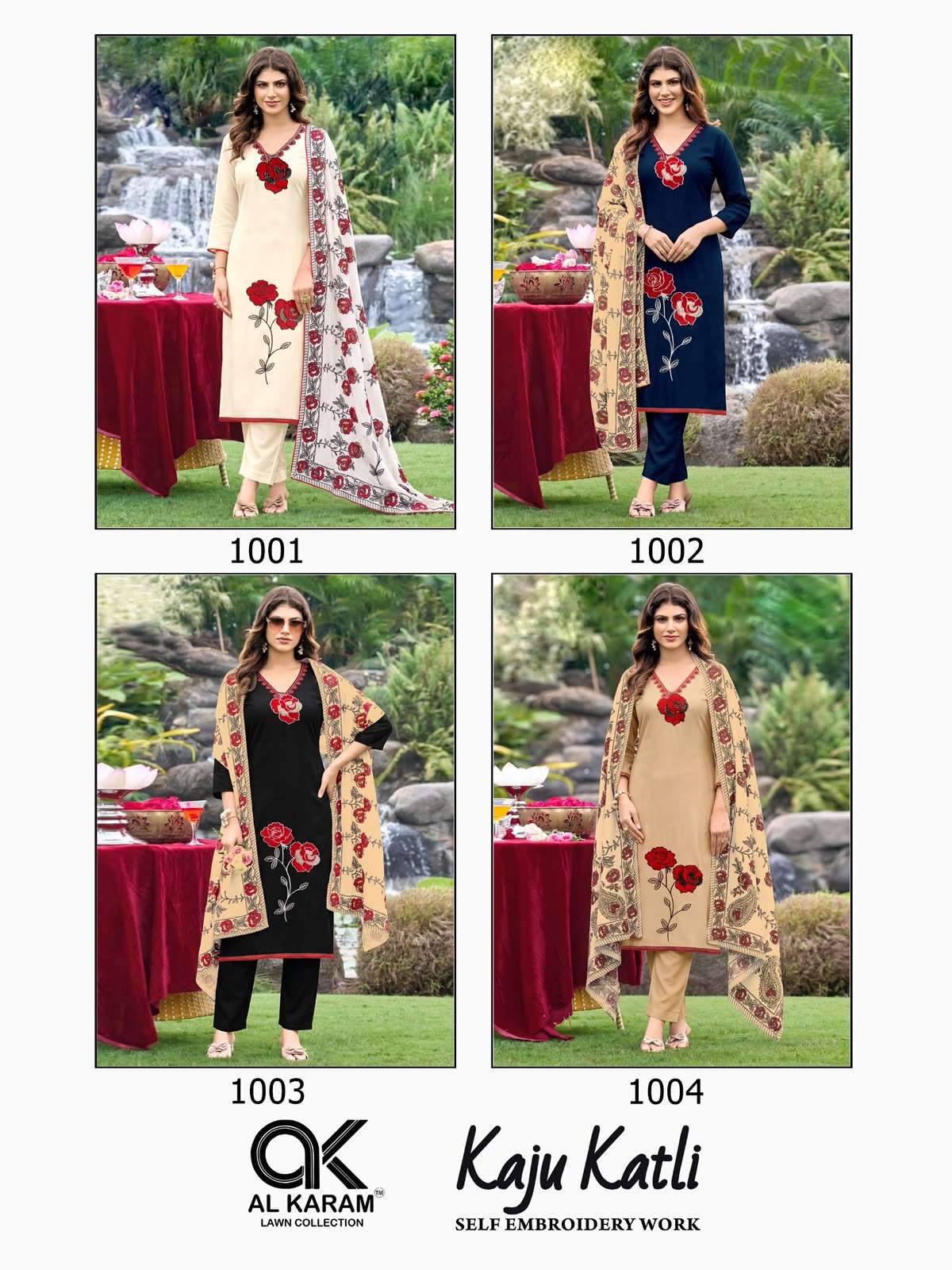 AL KARAM KAJU KATLI RAYON FANCY WORKS LADIES SUIT