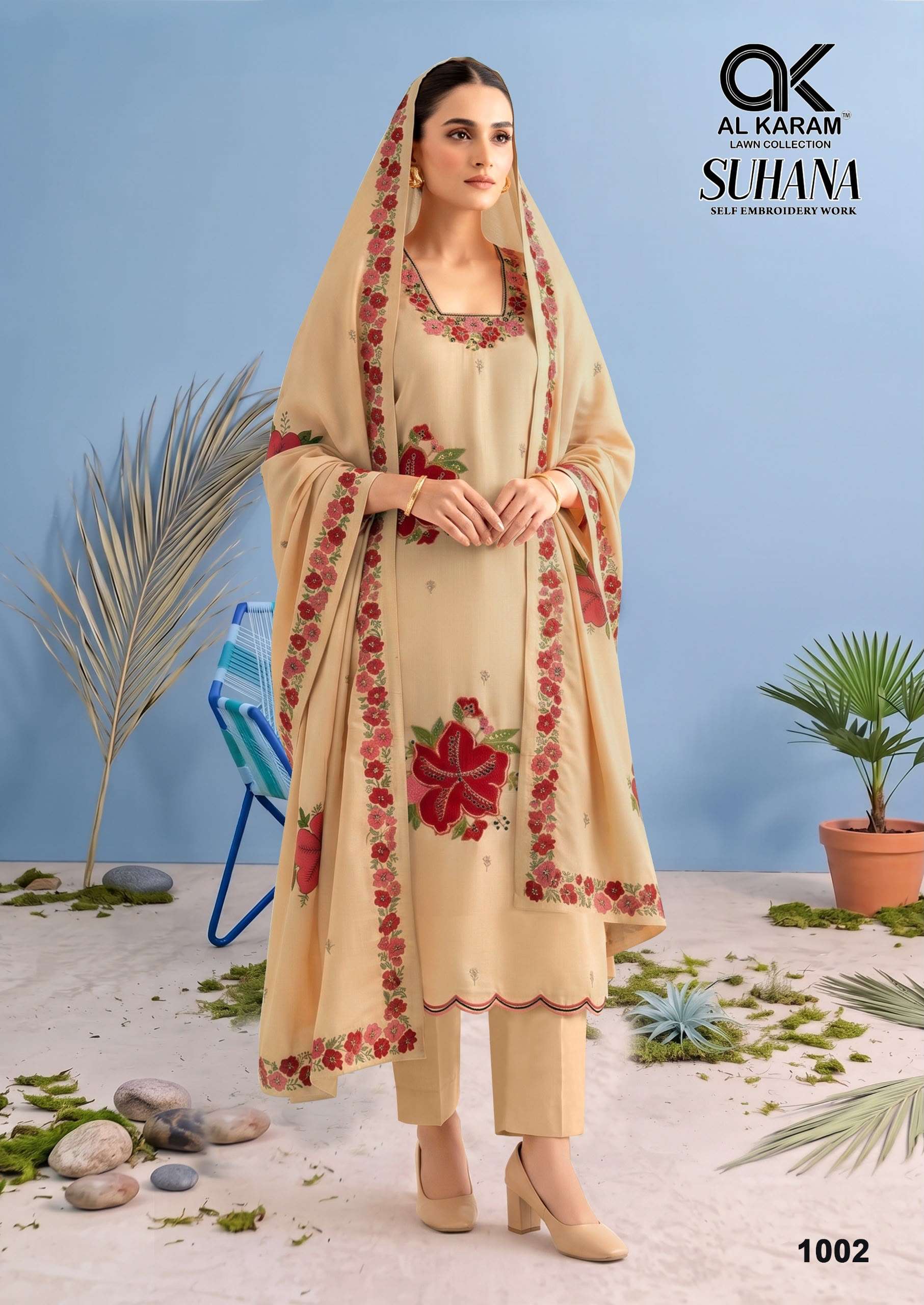AL KARAM SUHANA RAYON FANCY EMBROIDERY WORKS LADIES SALWAR SUIT 