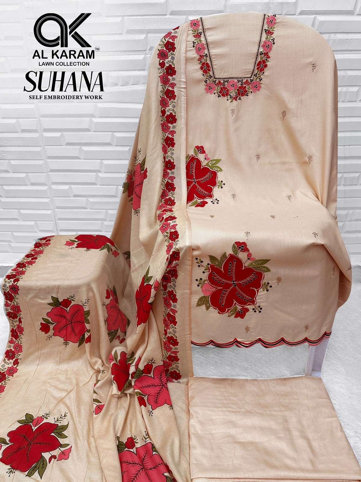 AL KARAM SUHANA RAYON FANCY EMBROIDERY WORKS LADIES SALWAR SUIT 