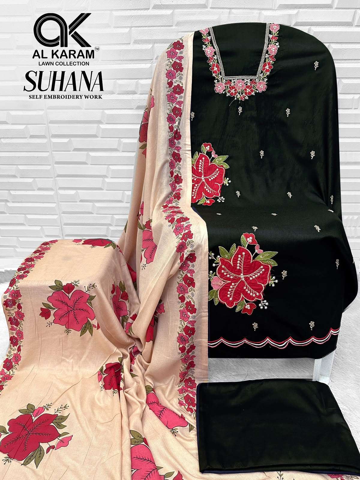 AL KARAM SUHANA RAYON FANCY EMBROIDERY WORKS LADIES SALWAR SUIT 