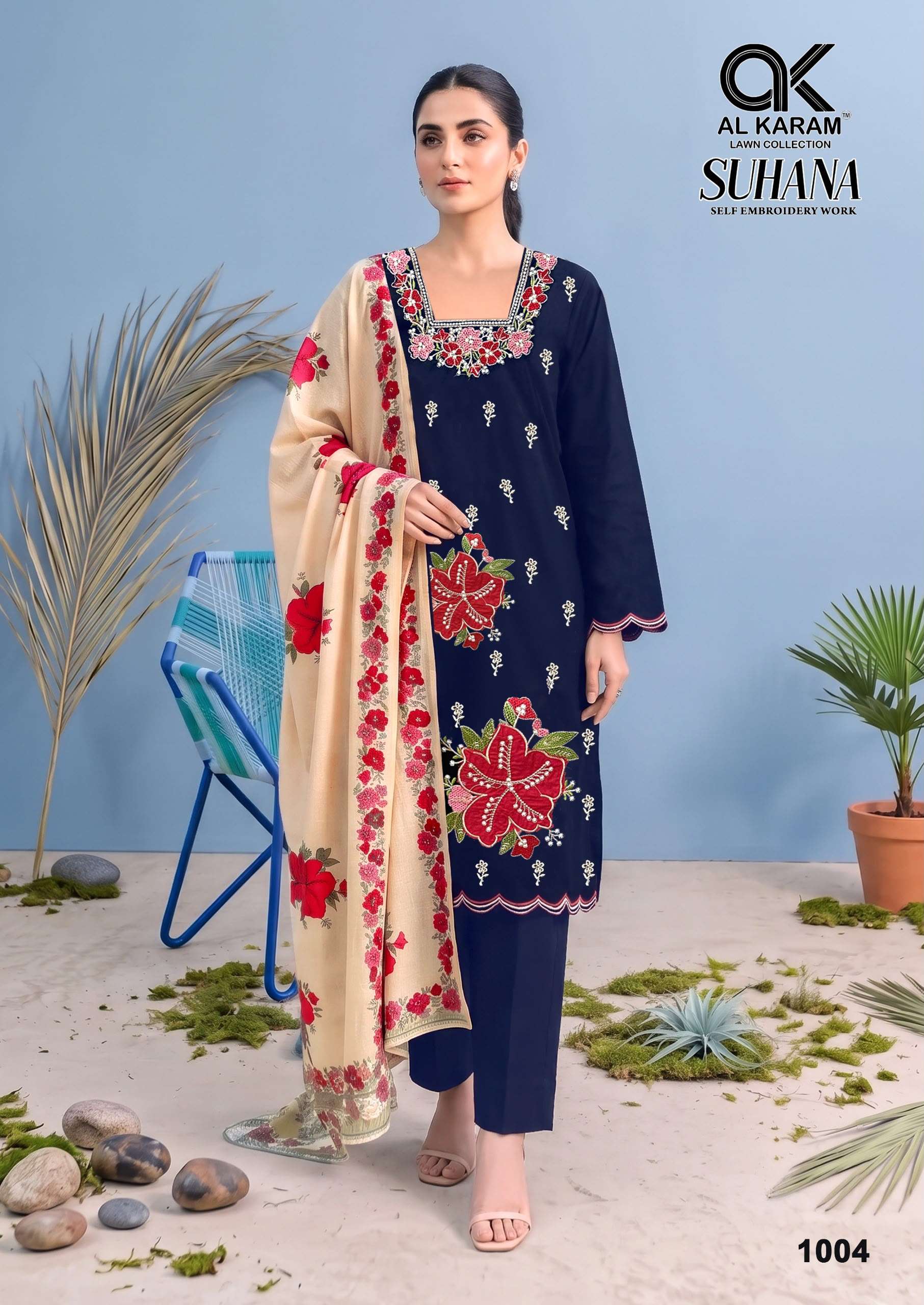 AL KARAM SUHANA RAYON FANCY EMBROIDERY WORKS LADIES SALWAR SUIT 