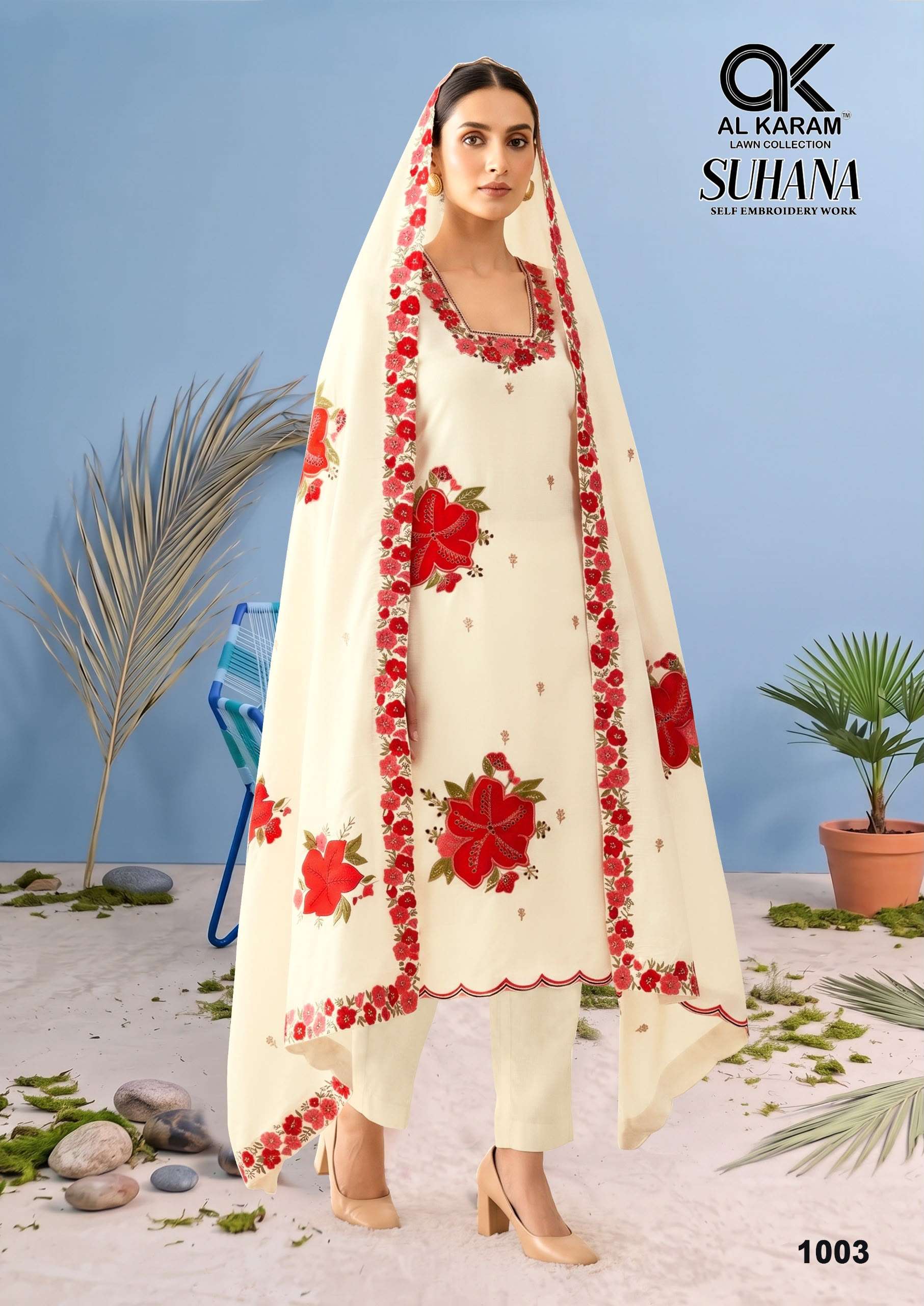 AL KARAM SUHANA RAYON FANCY EMBROIDERY WORKS LADIES SALWAR SUIT 