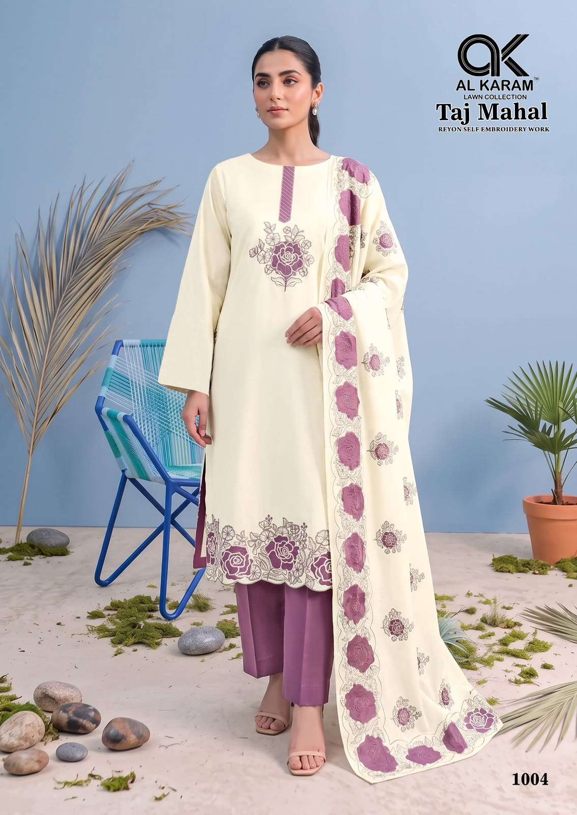 AL KARAM TAJ MAHAL RAYON FANCY EMBROIDERY WORKS SUIT