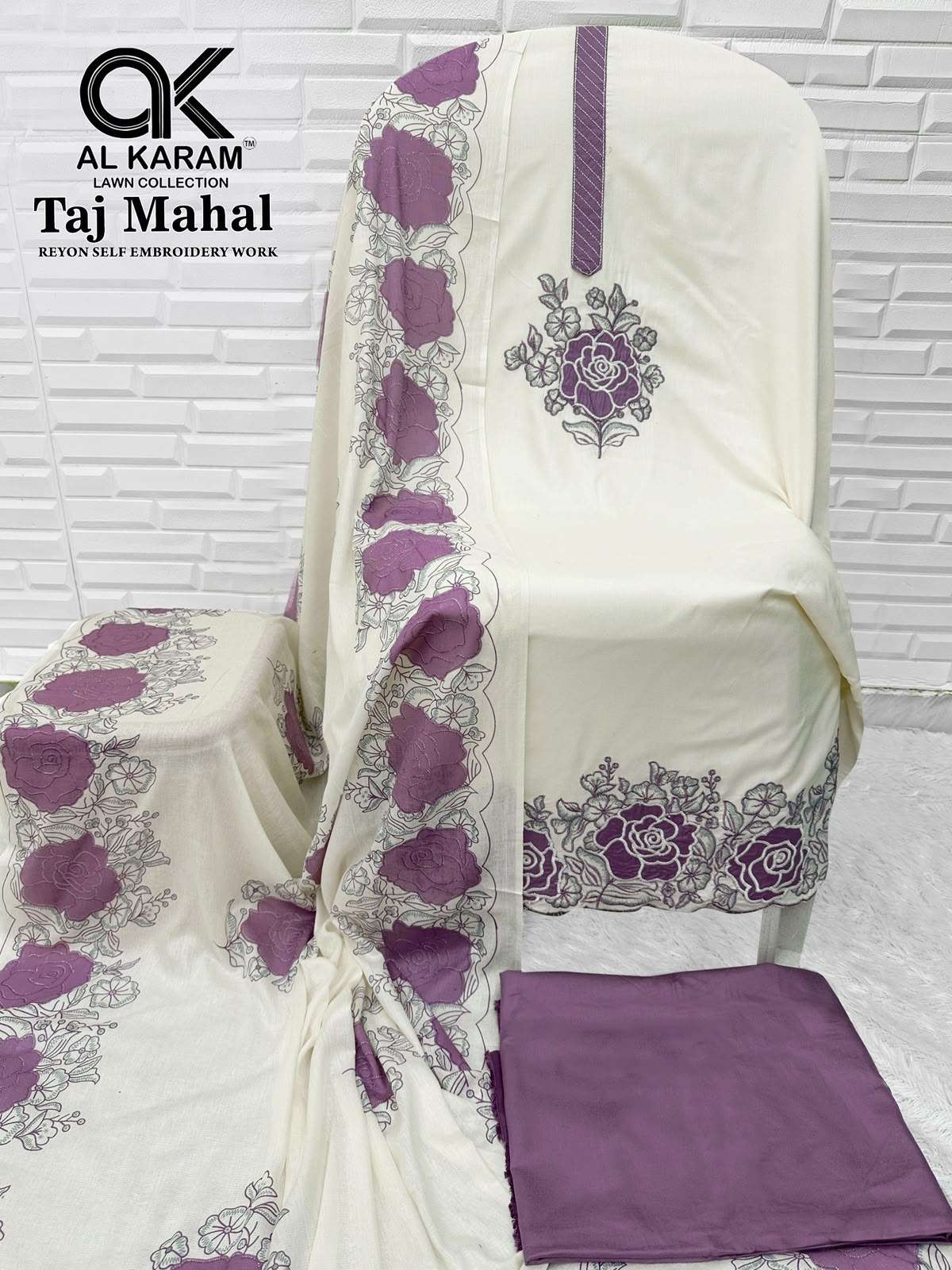AL KARAM TAJ MAHAL RAYON FANCY EMBROIDERY WORKS SUIT