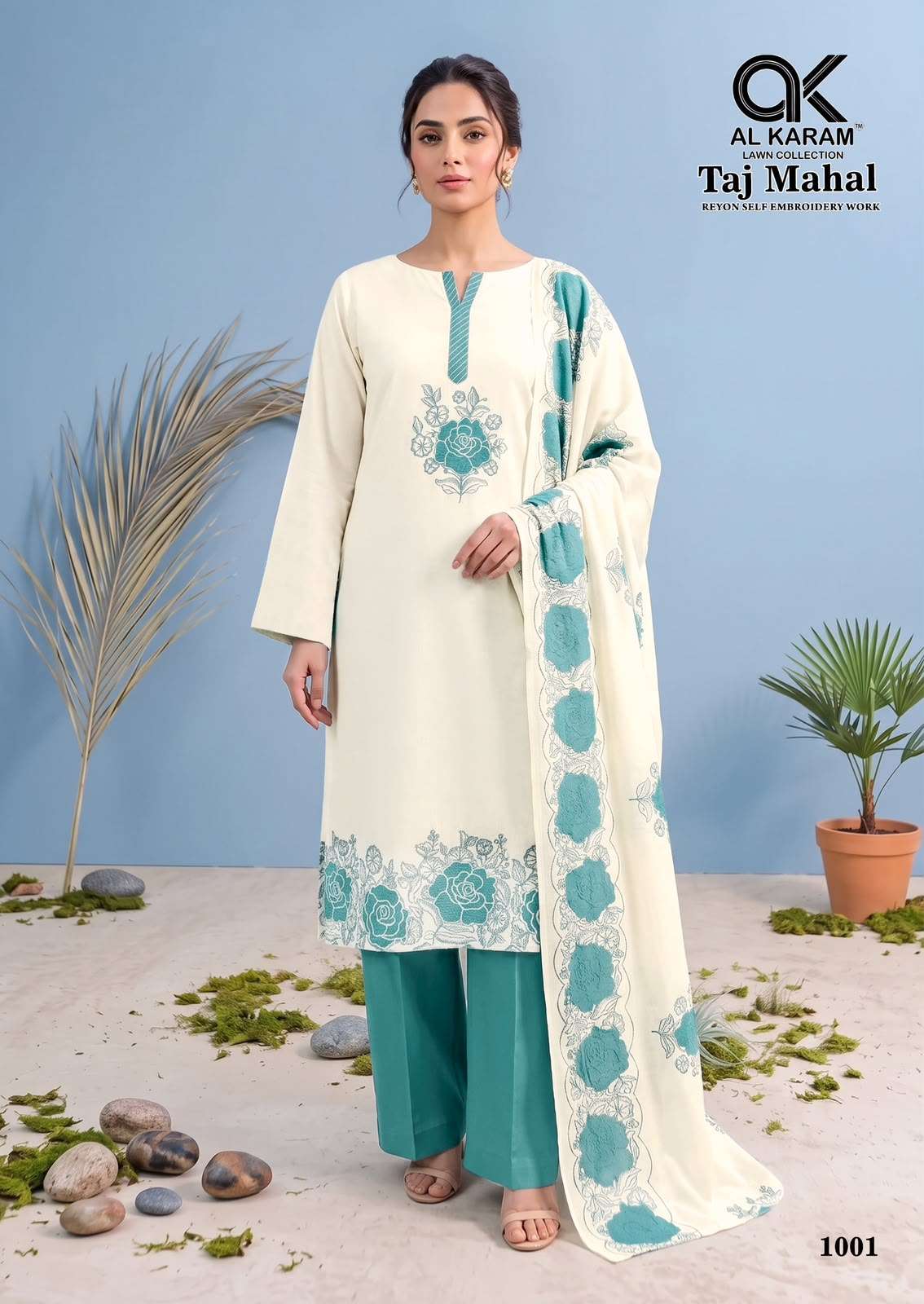 AL KARAM TAJ MAHAL RAYON FANCY EMBROIDERY WORKS SUIT