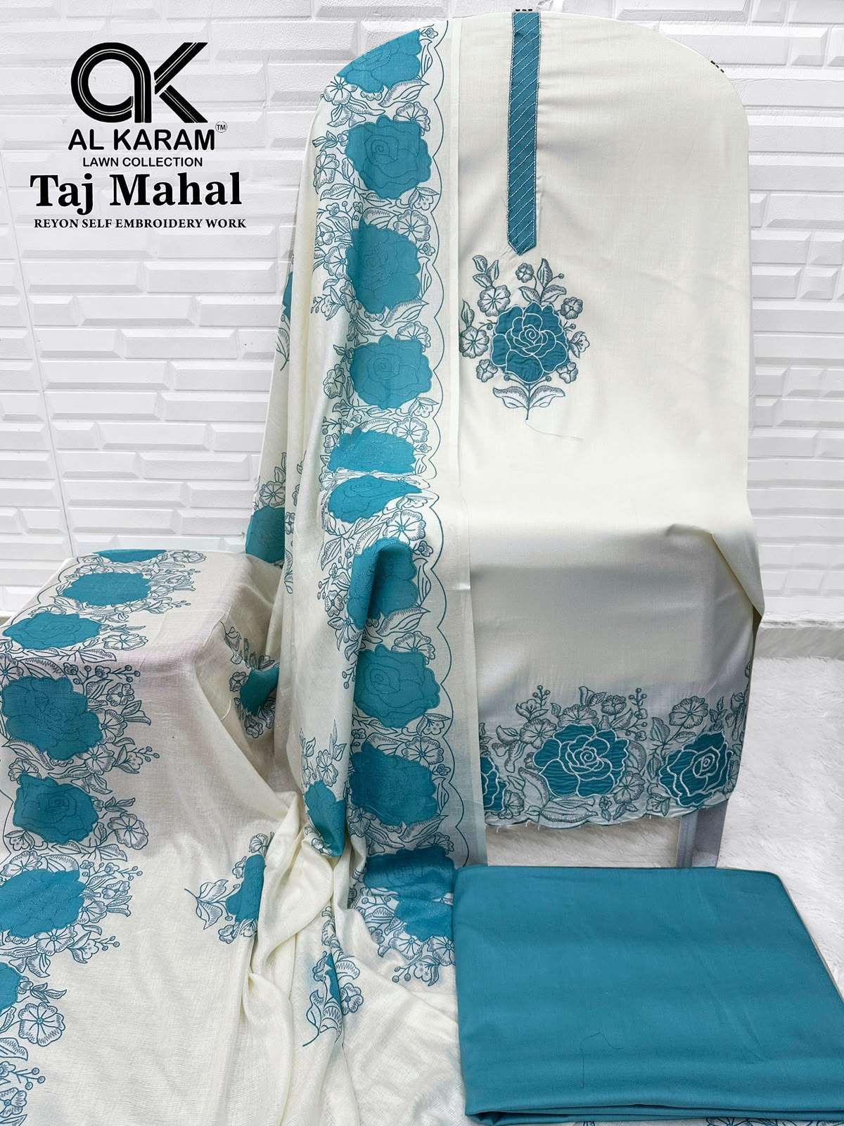 AL KARAM TAJ MAHAL RAYON FANCY EMBROIDERY WORKS SUIT
