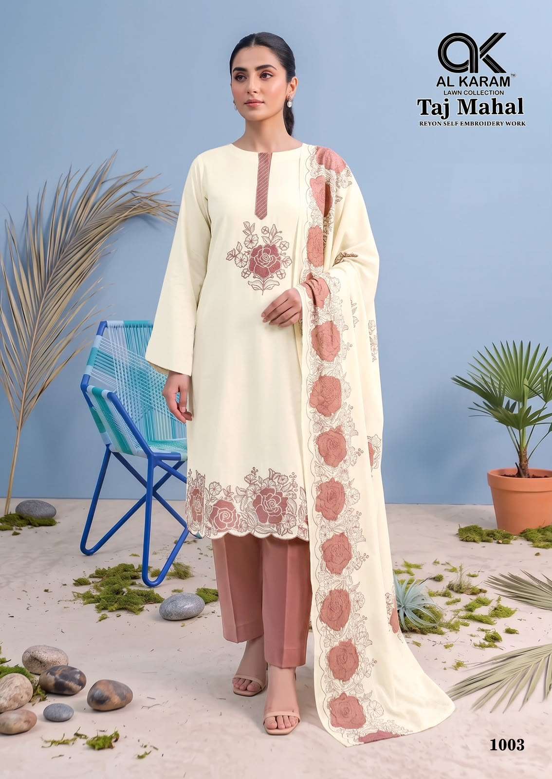 AL KARAM TAJ MAHAL RAYON FANCY EMBROIDERY WORKS SUIT