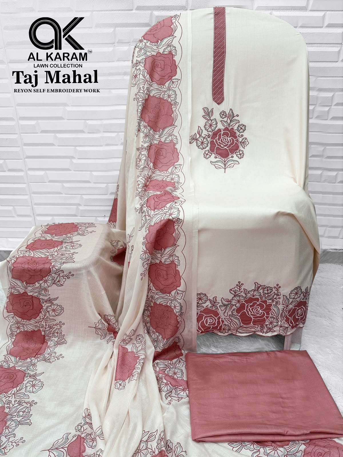 AL KARAM TAJ MAHAL RAYON FANCY EMBROIDERY WORKS SUIT