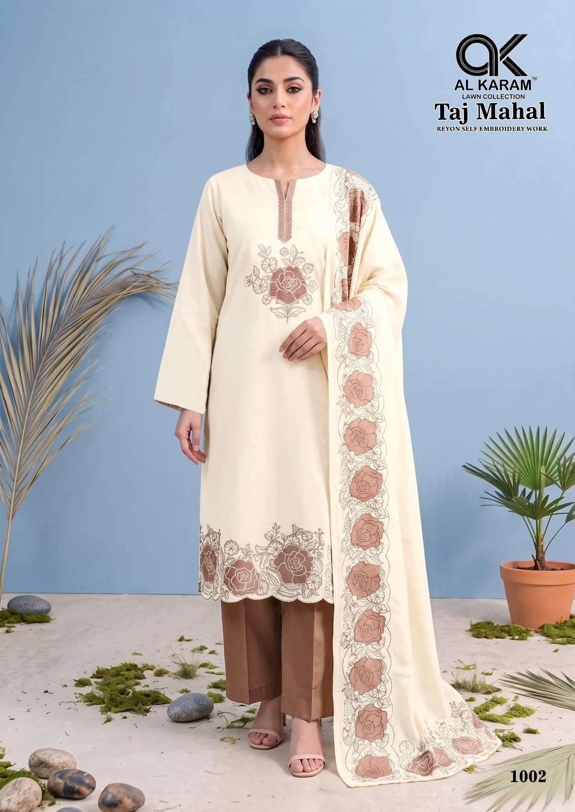 AL KARAM TAJ MAHAL RAYON FANCY EMBROIDERY WORKS SUIT