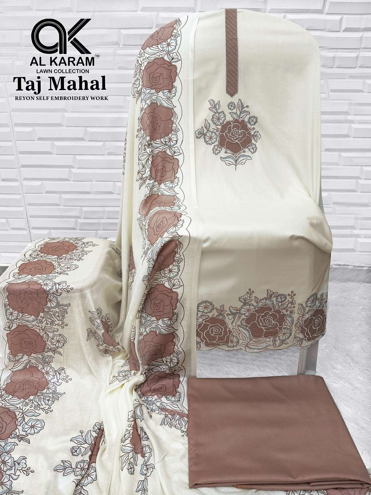 AL KARAM TAJ MAHAL RAYON FANCY EMBROIDERY WORKS SUIT