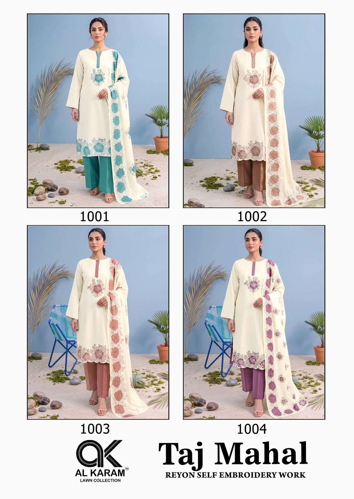 AL KARAM TAJ MAHAL RAYON FANCY EMBROIDERY WORKS SUIT