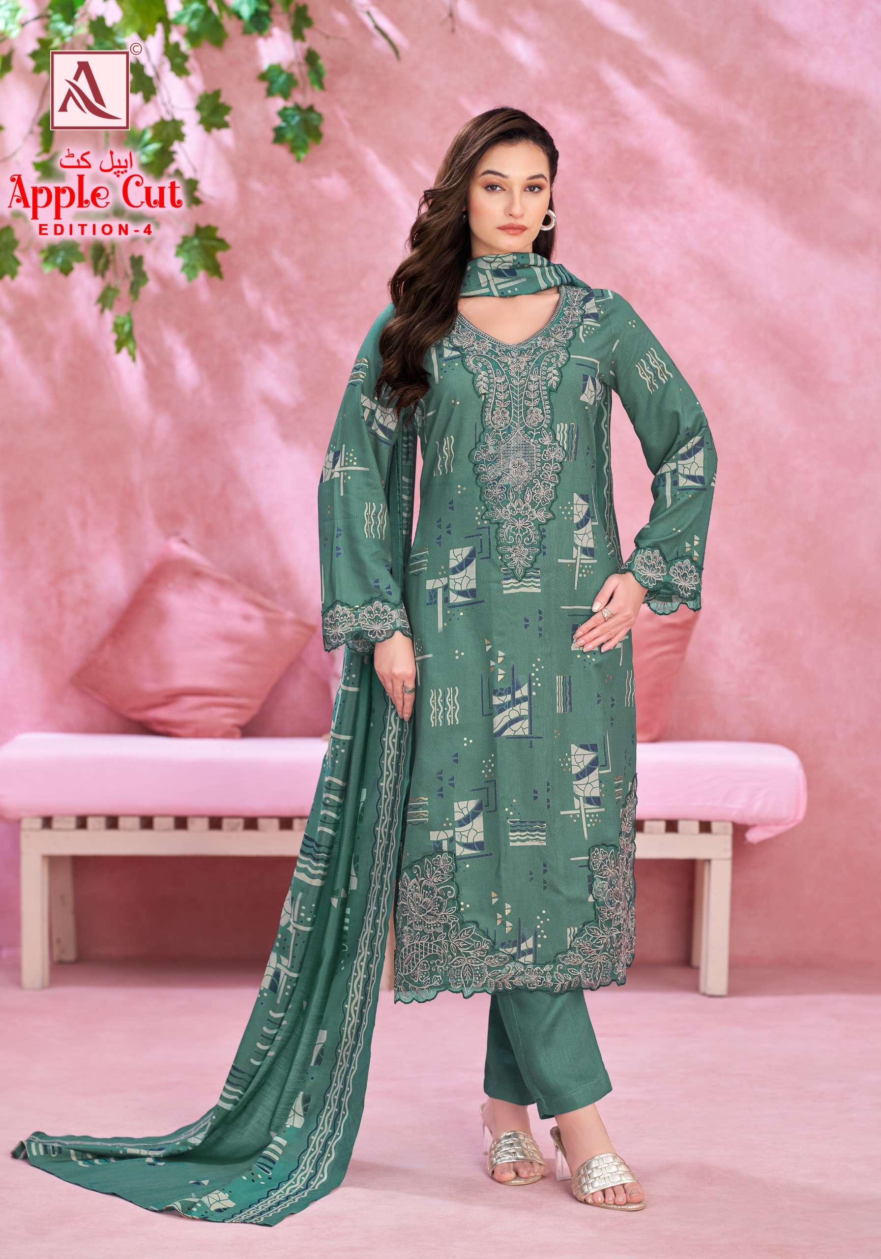 ALOK SUITS APPLE CUT EDITION 4 VISCOSE FOIL PRINT WITH FANCY EMBROIDERY WORK SUIT