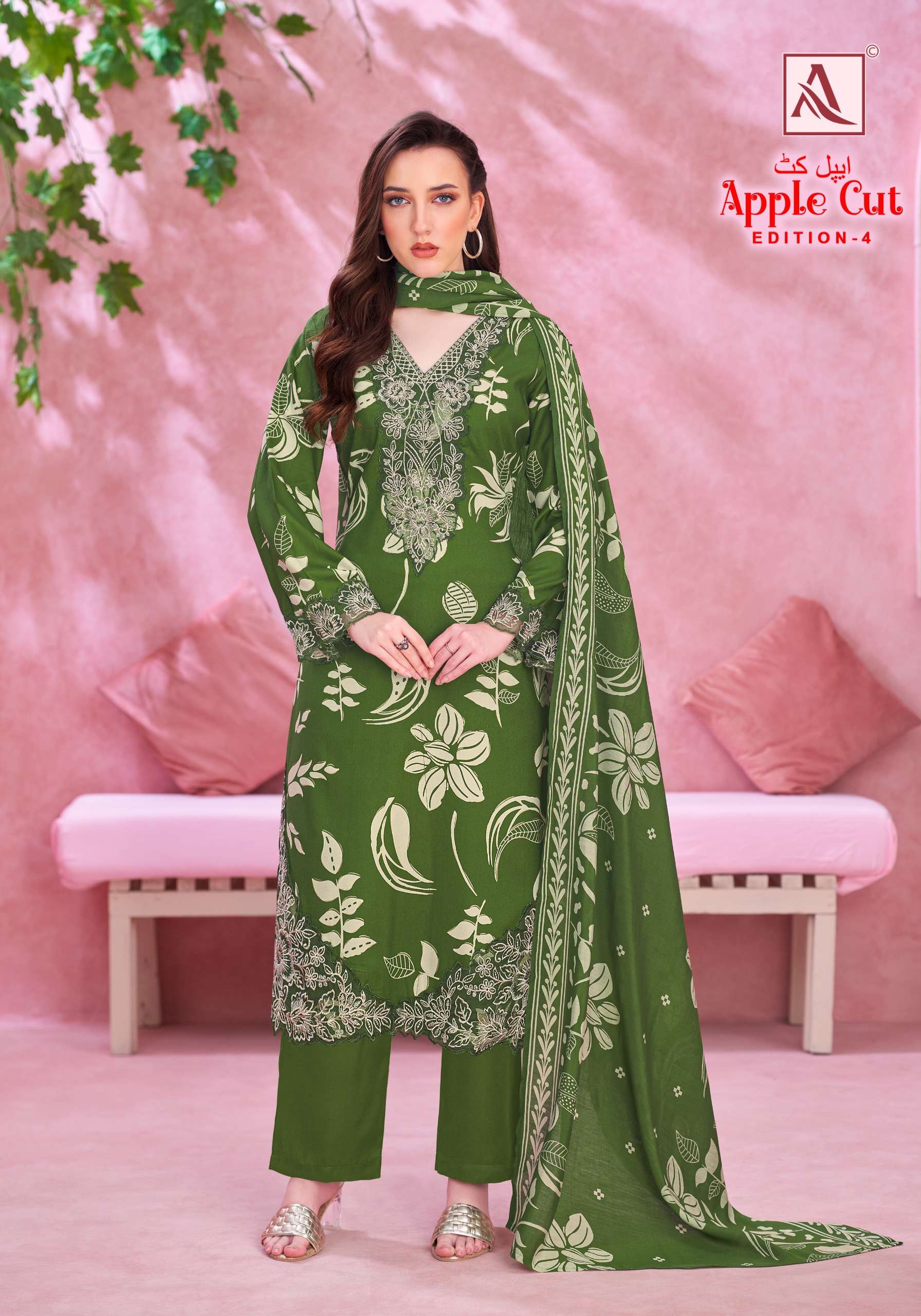 ALOK SUITS APPLE CUT EDITION 4 VISCOSE FOIL PRINT WITH FANCY EMBROIDERY WORK SUIT