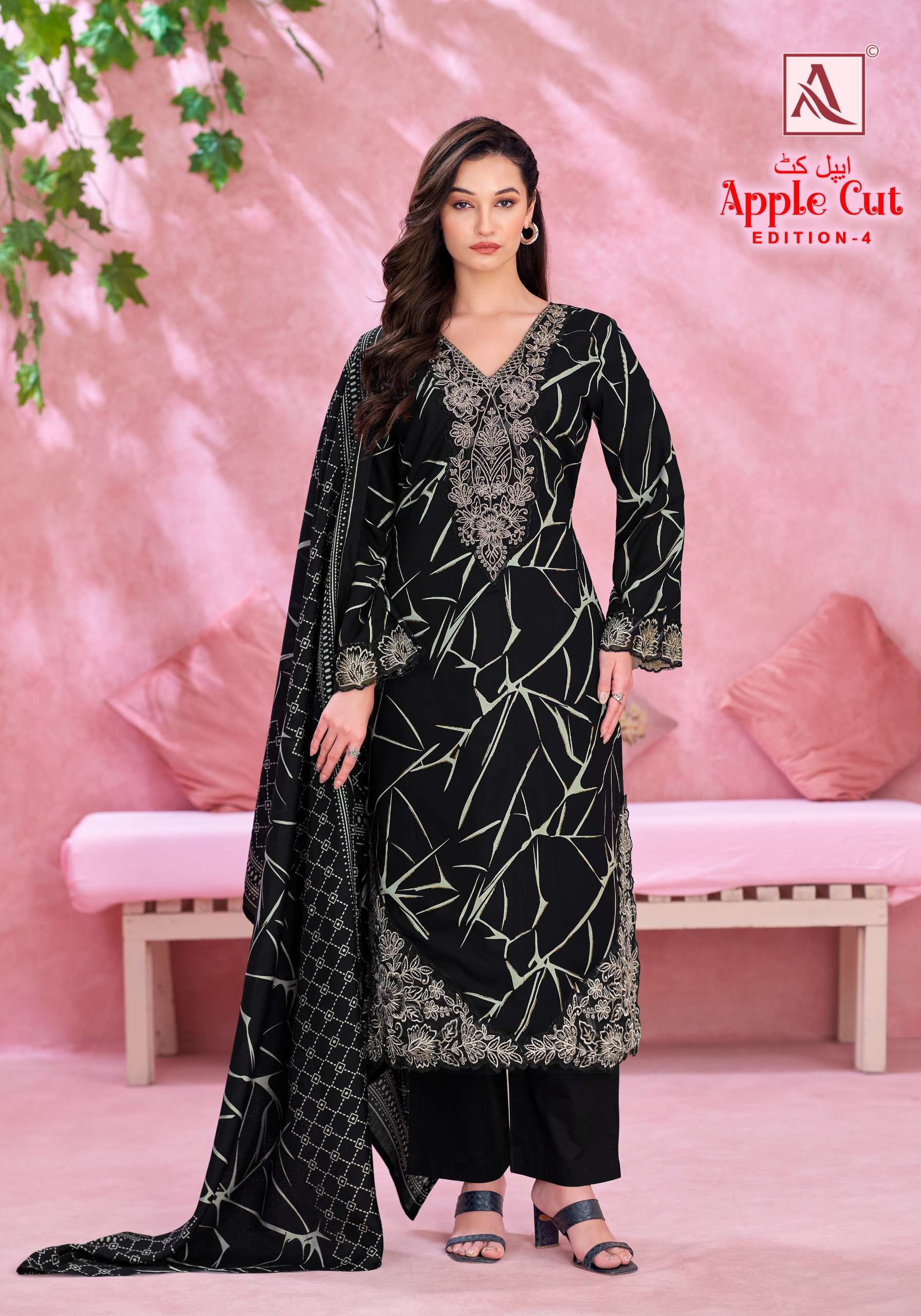 ALOK SUITS APPLE CUT EDITION 4 VISCOSE FOIL PRINT WITH FANCY EMBROIDERY WORK SUIT