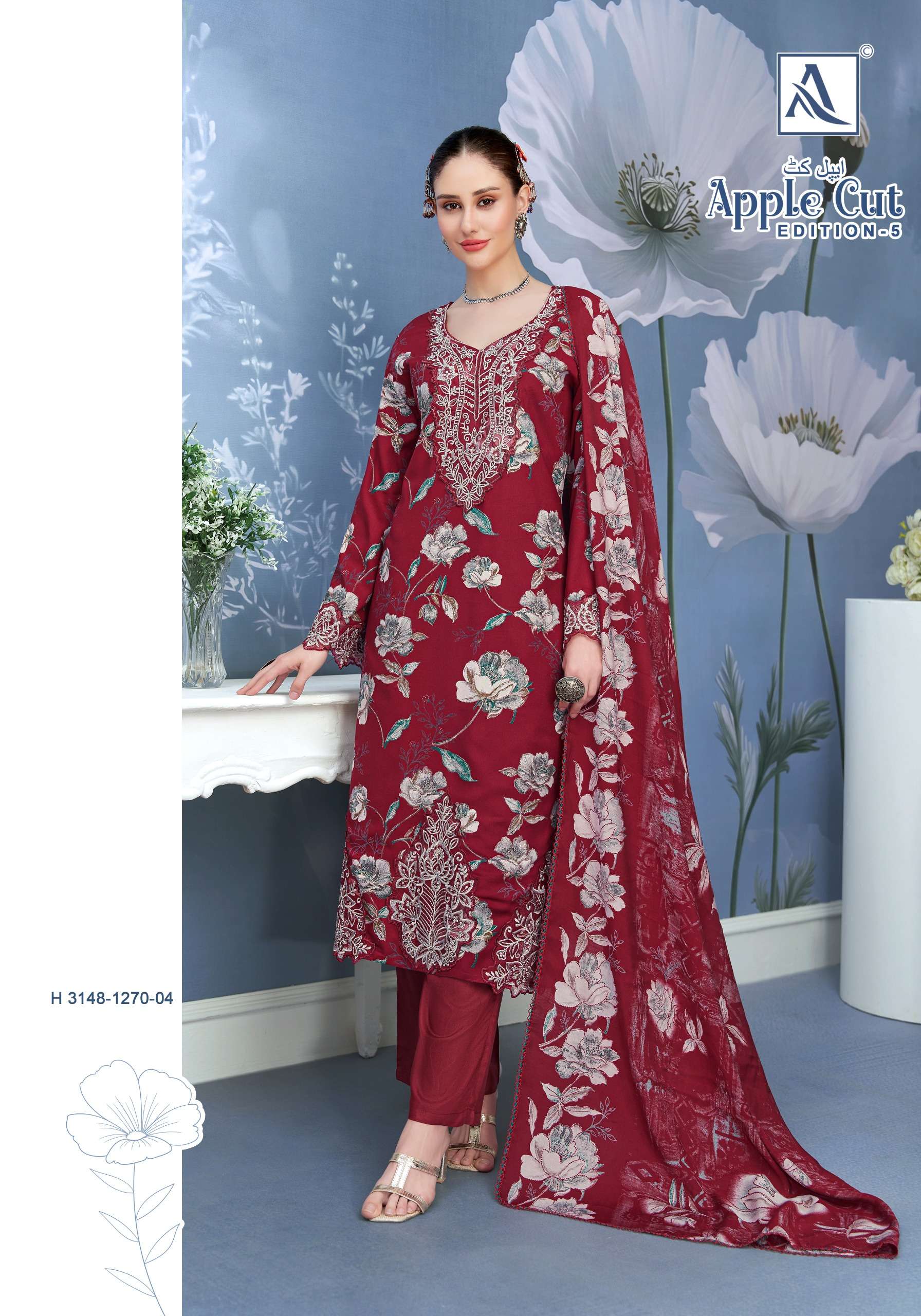 ALOK SUITS APPLE CUT EDITION 5 VISCOSE FOIL PRINT WITH FANCY EMBROIDERY WORK SUIT