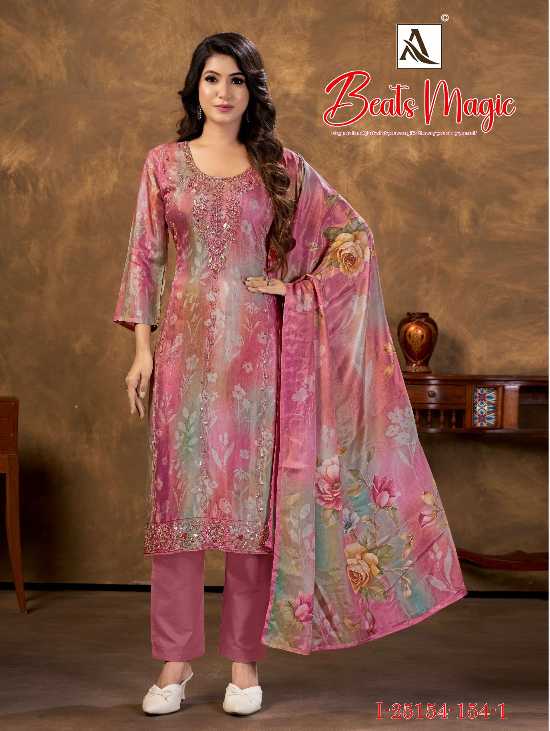 ALOK SUITS BEATS MAGIC VISCOSE DIGITAL PRINT WITH HEAVY DESIGNER WORK SUIT