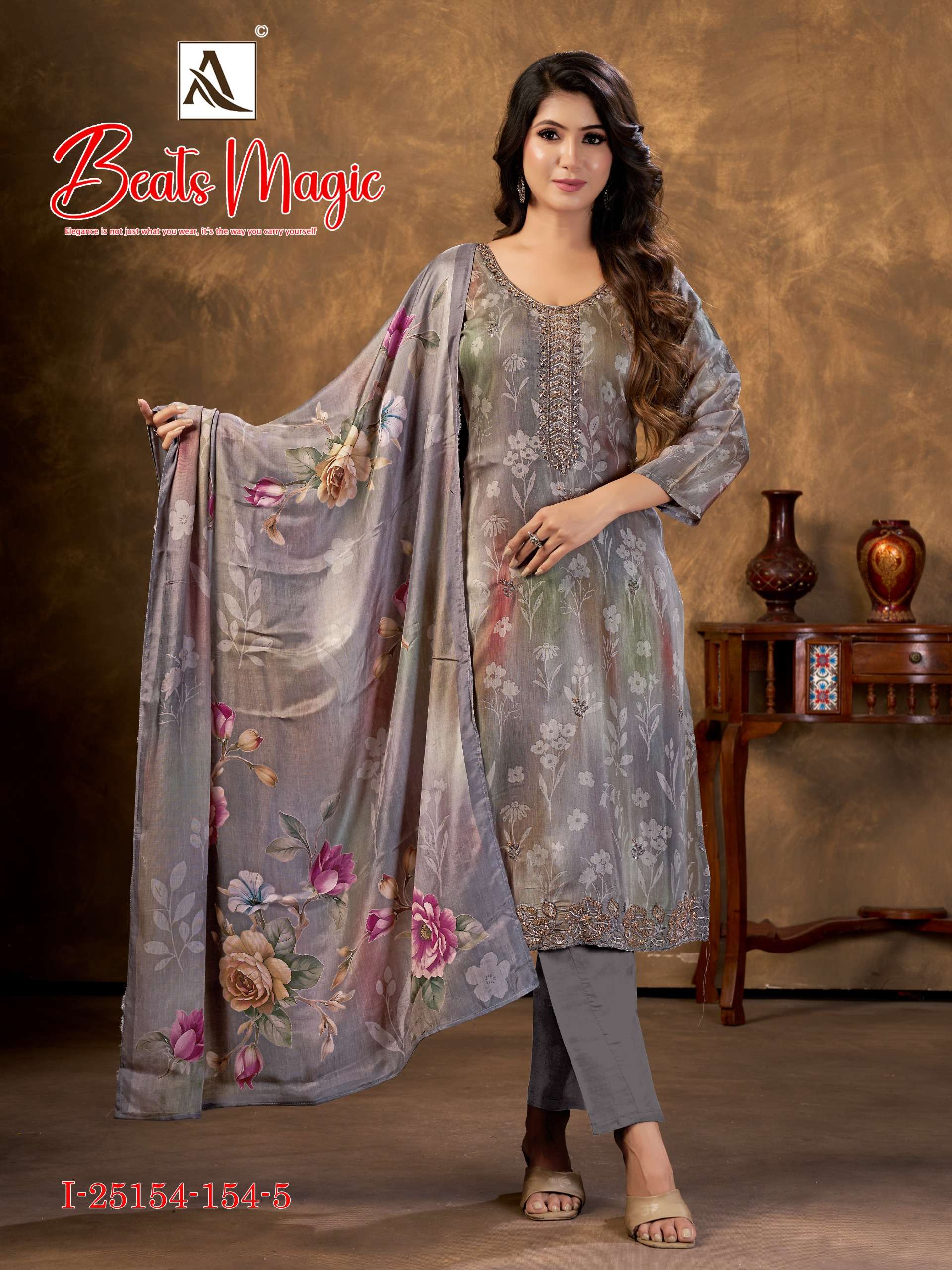 ALOK SUITS BEATS MAGIC VISCOSE DIGITAL PRINT WITH HEAVY DESIGNER WORK SUIT