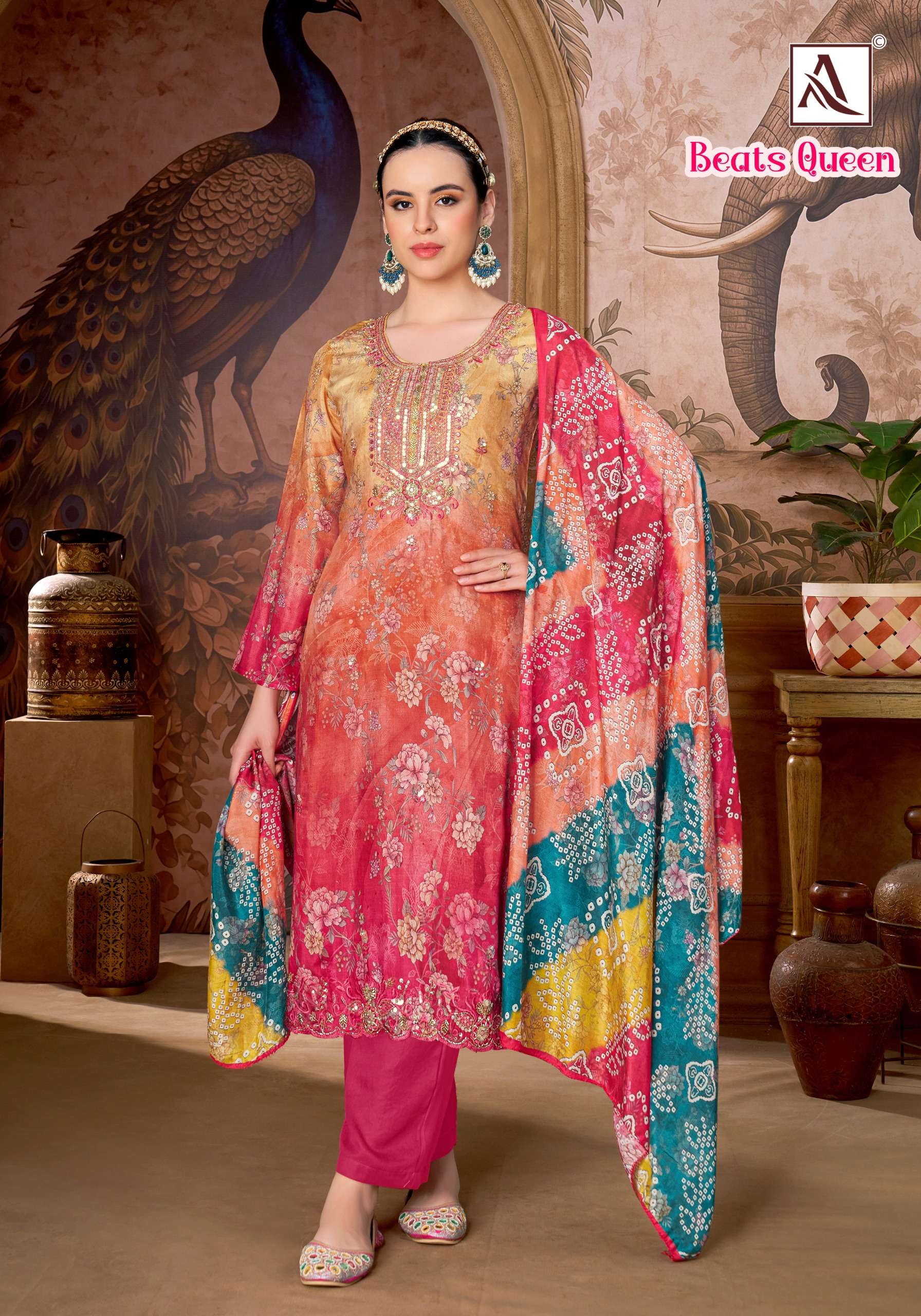 ALOK SUITS BEATS QUEEN VISCOSE DIGITAL PRINT WITH FANCY DESIGNER WORK SUIT