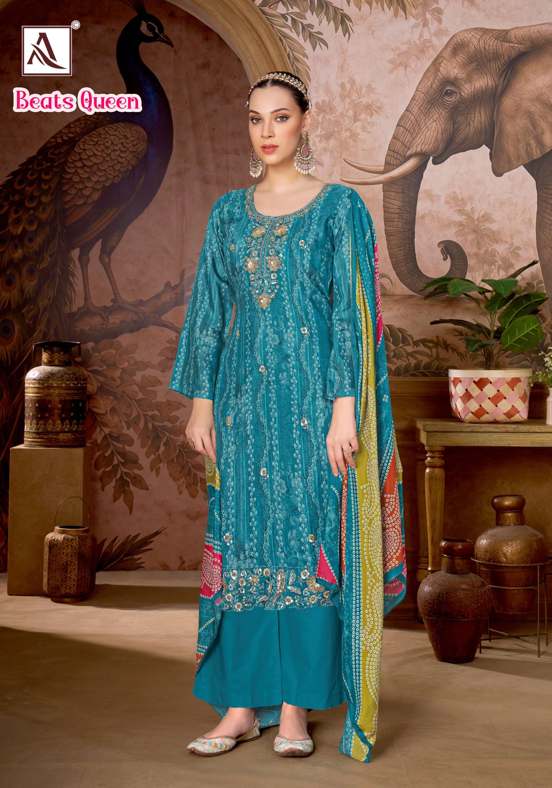 ALOK SUITS BEATS QUEEN VISCOSE DIGITAL PRINT WITH FANCY DESIGNER WORK SUIT