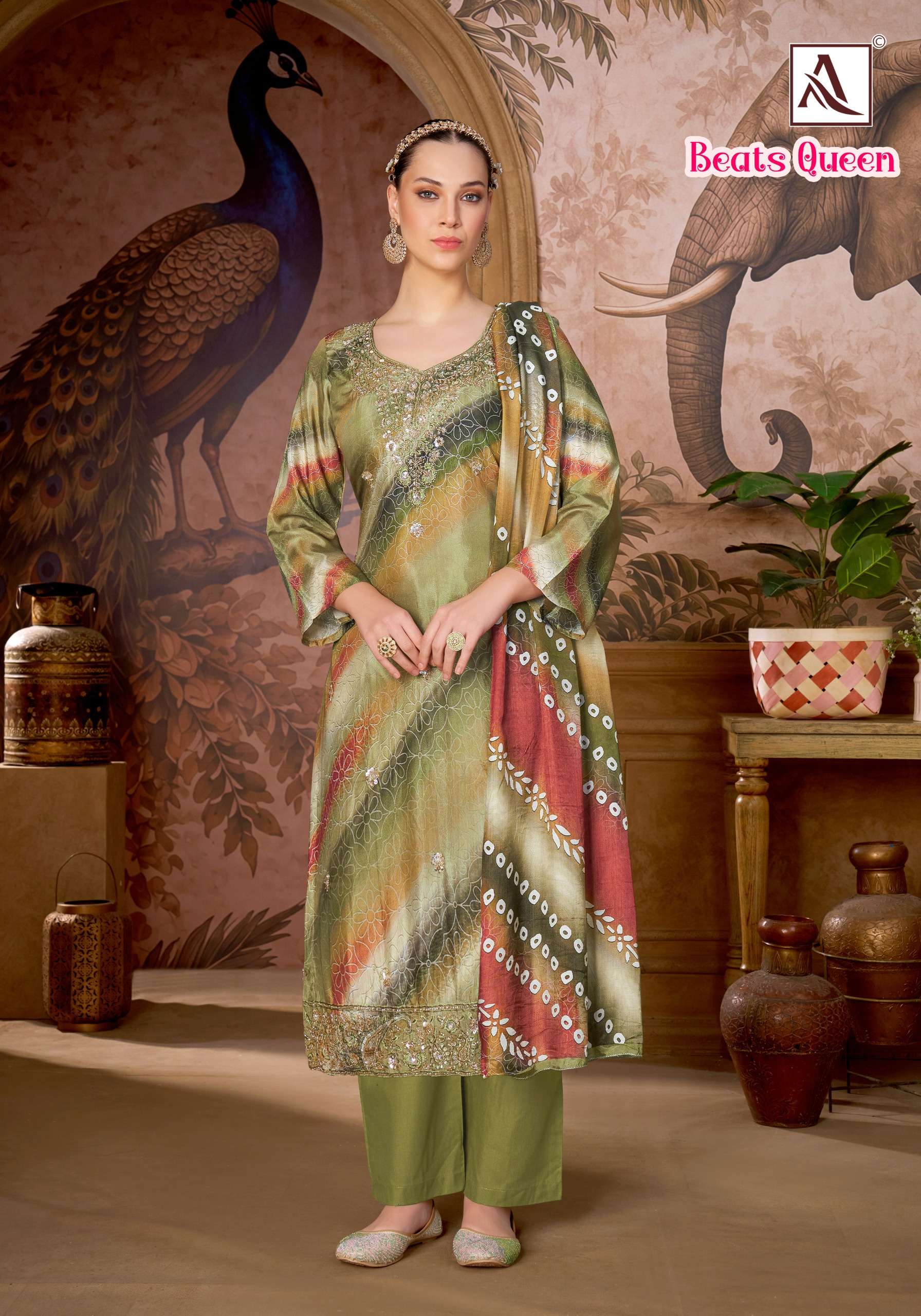 ALOK SUITS BEATS QUEEN VISCOSE DIGITAL PRINT WITH FANCY DESIGNER WORK SUIT