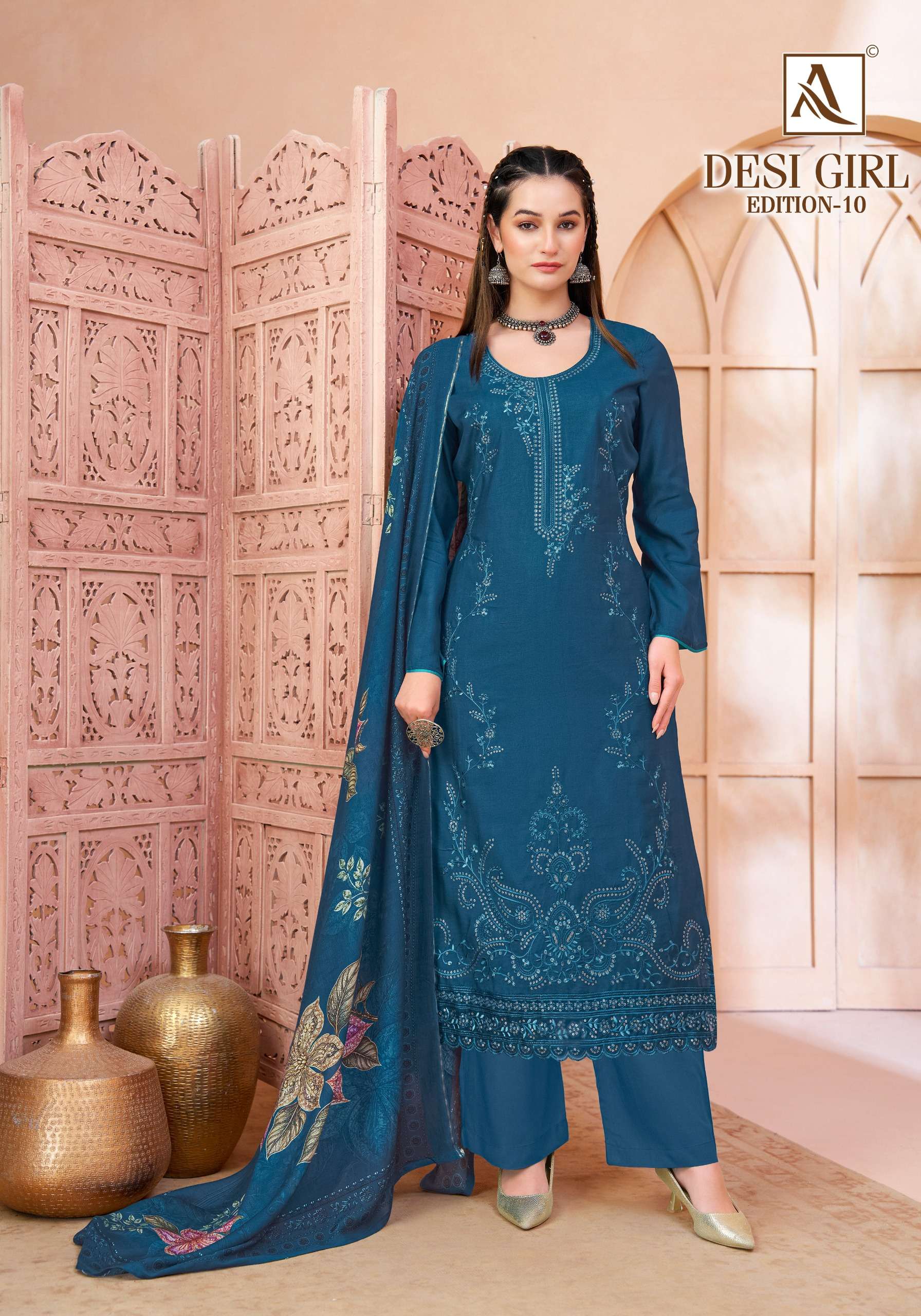 ALOK SUITS DESI GIRL EDITION 10 VISCOSE EMBROIDERY DESIGNER WORK SUIT