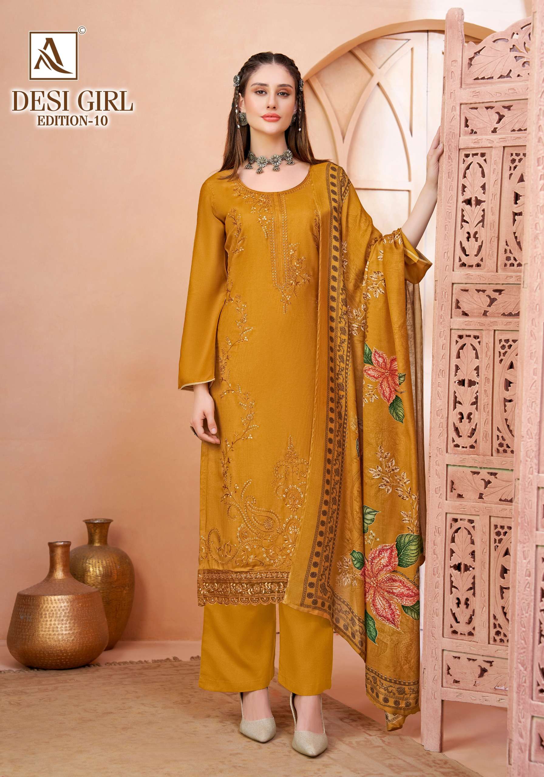 ALOK SUITS DESI GIRL EDITION 10 VISCOSE EMBROIDERY DESIGNER WORK SUIT