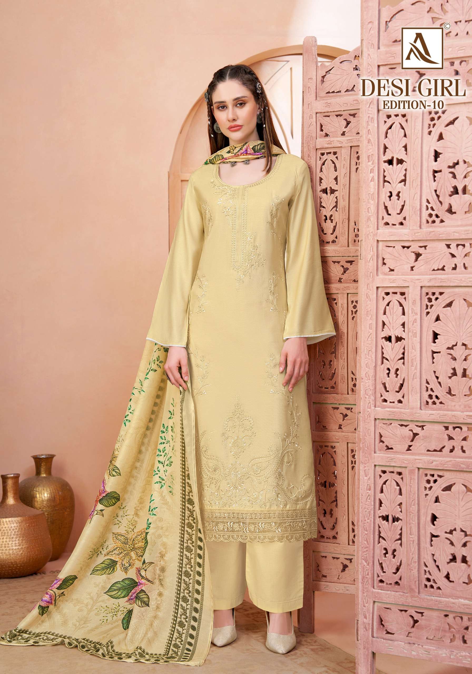 ALOK SUITS DESI GIRL EDITION 10 VISCOSE EMBROIDERY DESIGNER WORK SUIT