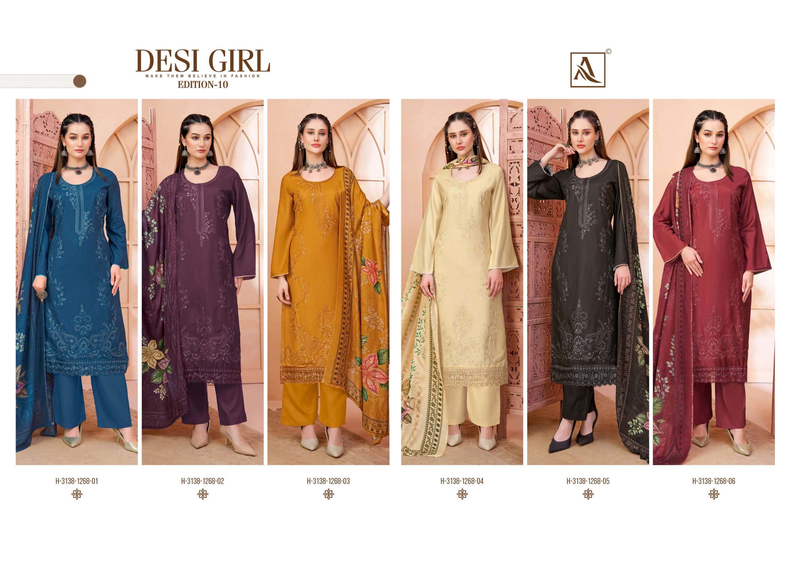 ALOK SUITS DESI GIRL EDITION 10 VISCOSE EMBROIDERY DESIGNER WORK SUIT