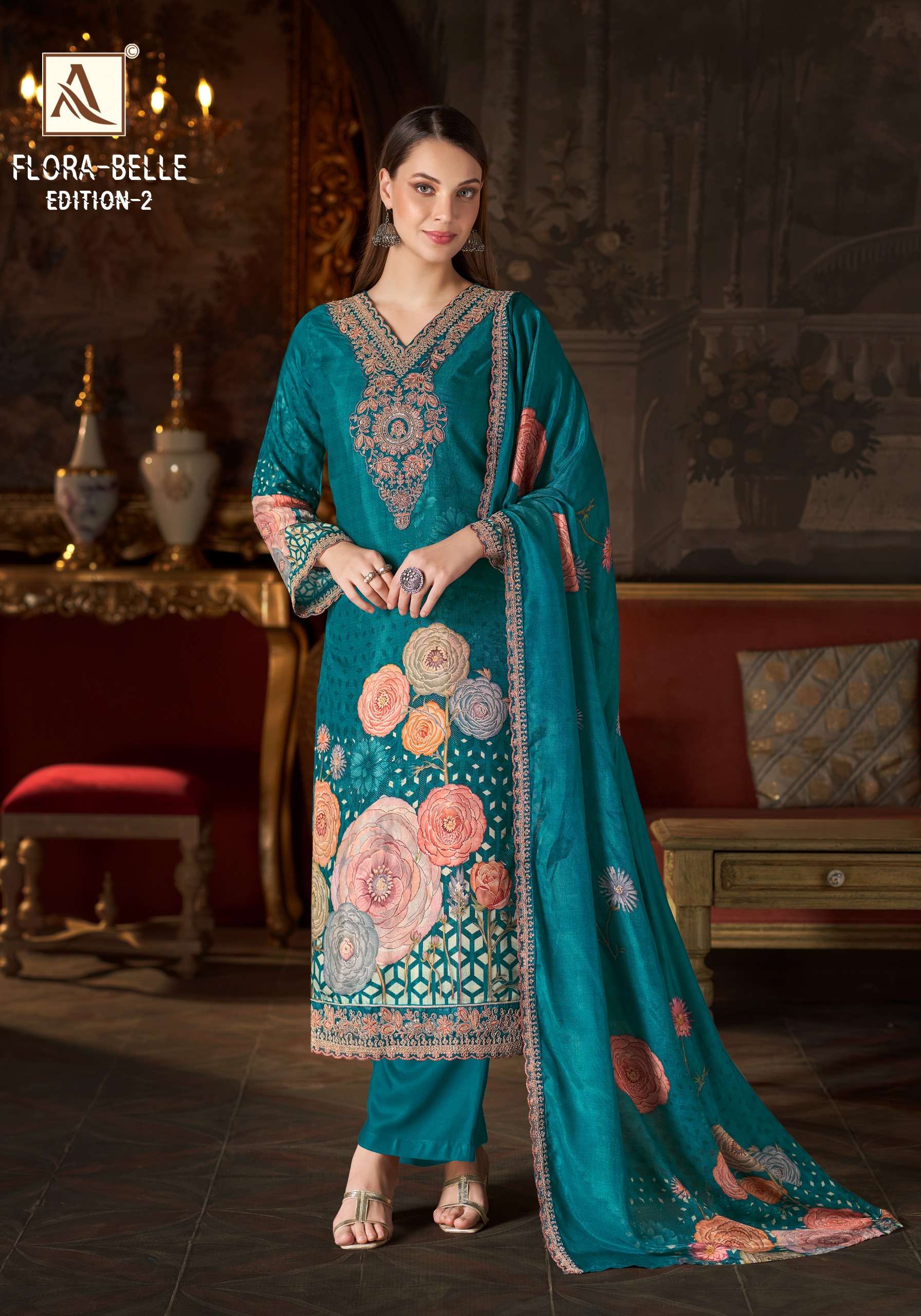 ALOK SUITS FLORA BELLE EDITION 2 MUSLIN DIGITAL PRINT WITH EMBROIDERY WORK SUIT