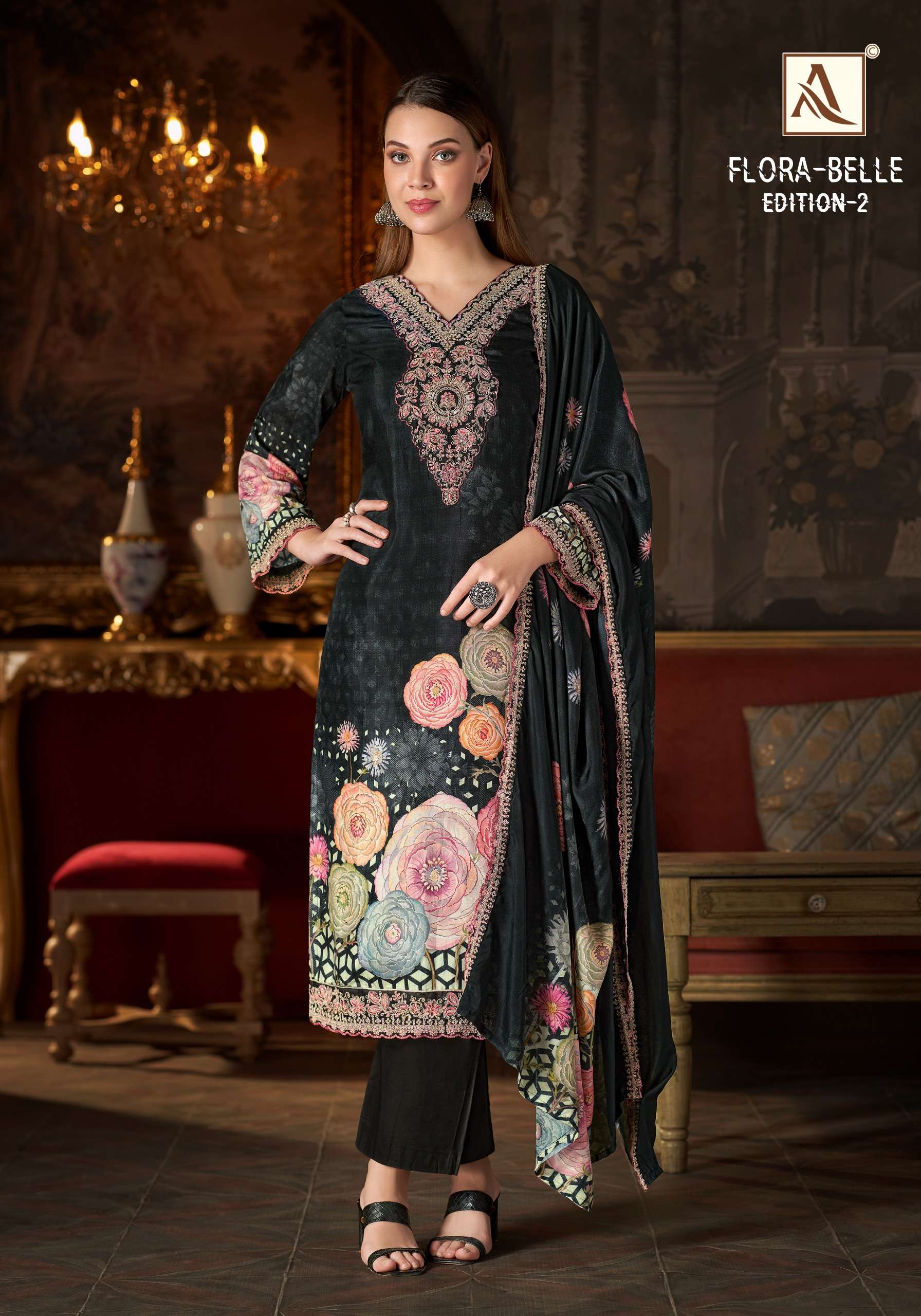 ALOK SUITS FLORA BELLE EDITION 2 MUSLIN DIGITAL PRINT WITH EMBROIDERY WORK SUIT