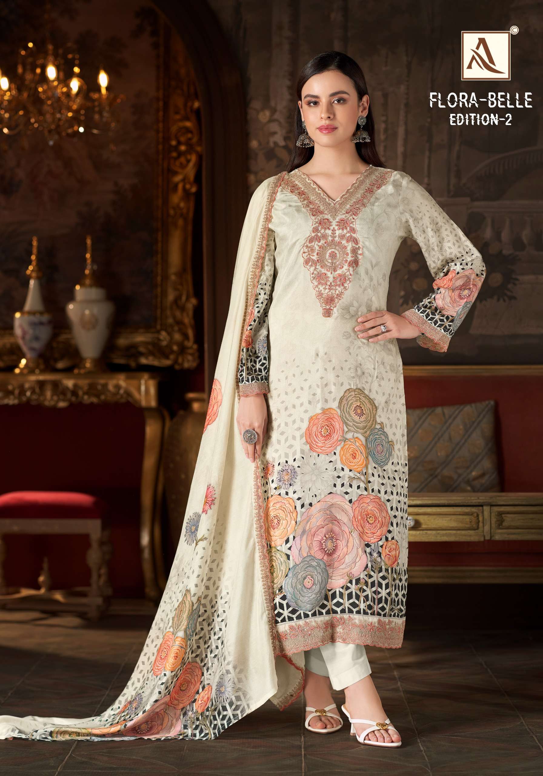 ALOK SUITS FLORA BELLE EDITION 2 MUSLIN DIGITAL PRINT WITH EMBROIDERY WORK SUIT